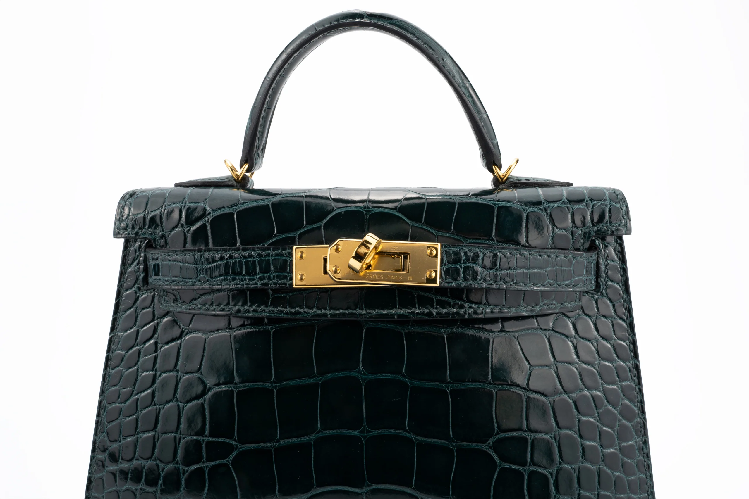 Hermès Mini Kelly Exotic Shiny Alligator Vert Cypres GHW - Image 6