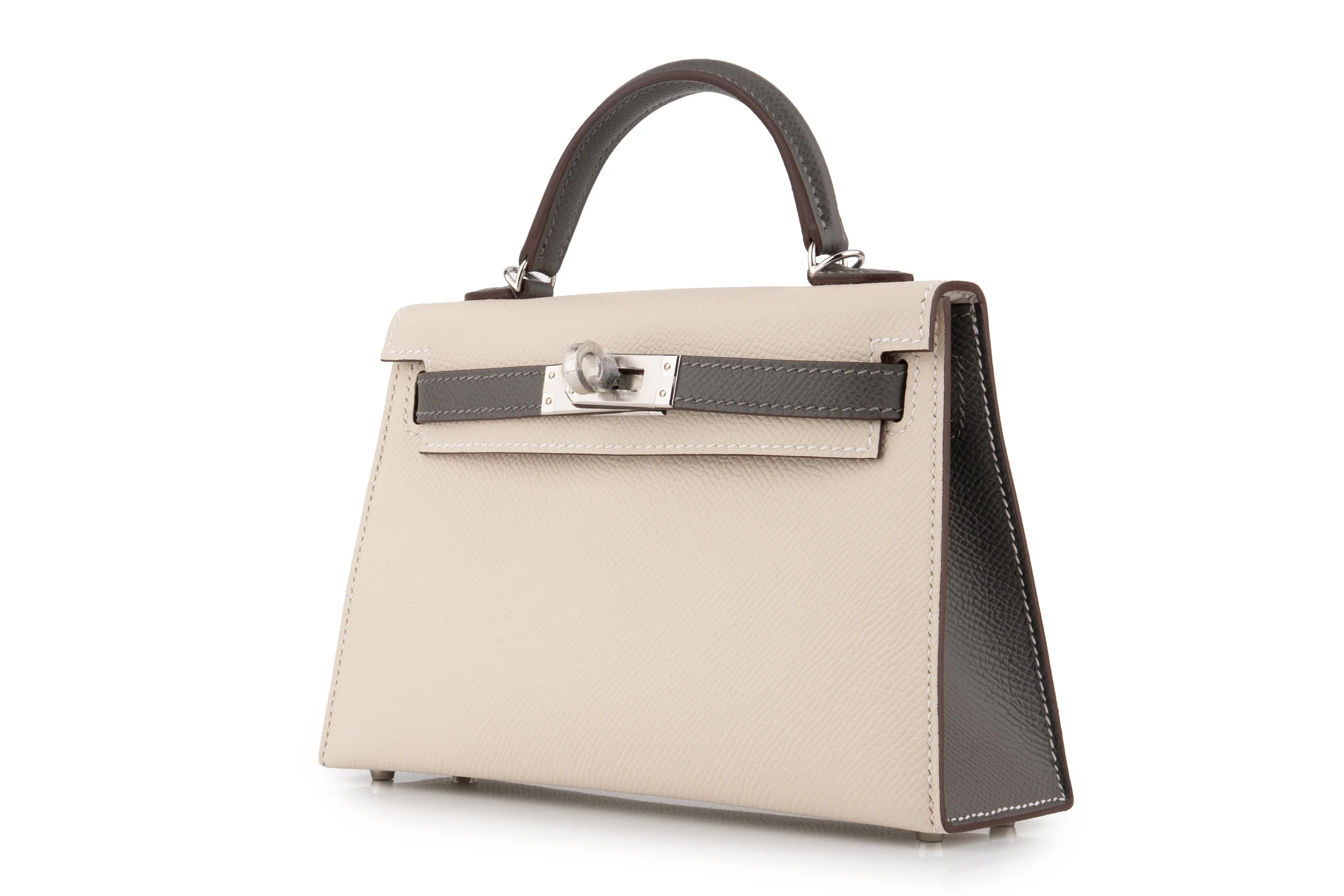 Hermès Mini Kelly HSS	Epsom 	Craie/Gris Meyer 	PHW - Image 2