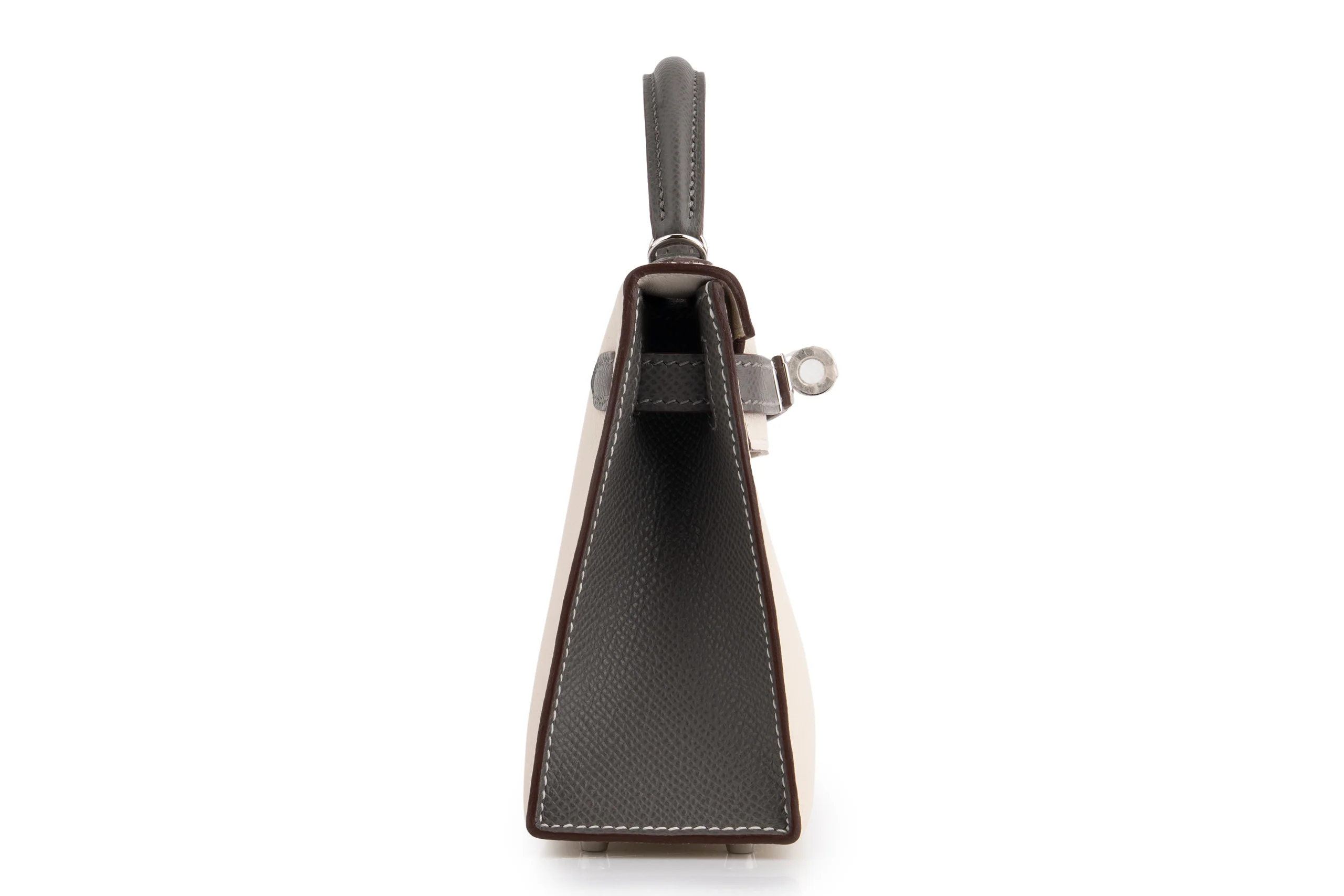 Hermès Mini Kelly HSS	Epsom 	Craie/Gris Meyer 	PHW - Image 5