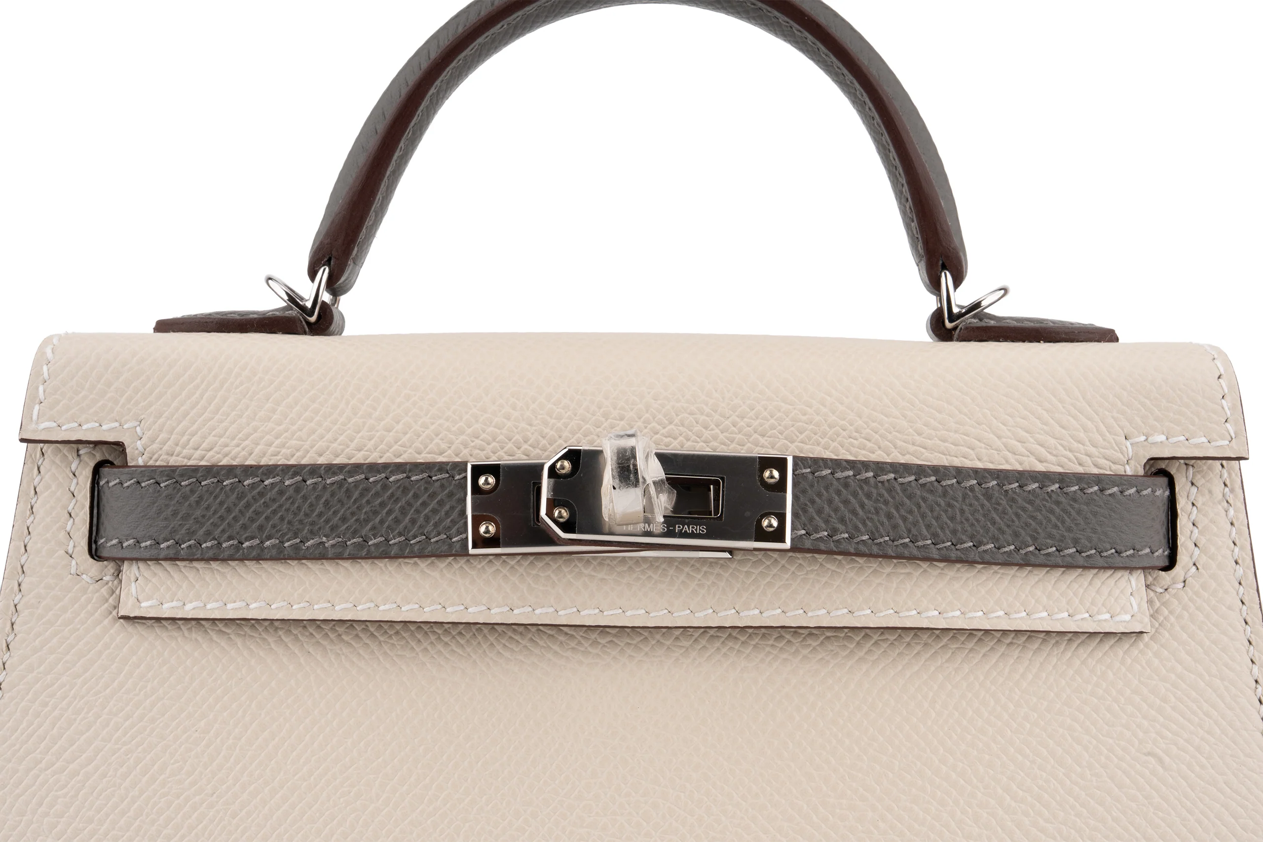 Hermès Mini Kelly HSS	Epsom 	Craie/Gris Meyer 	PHW - Image 7