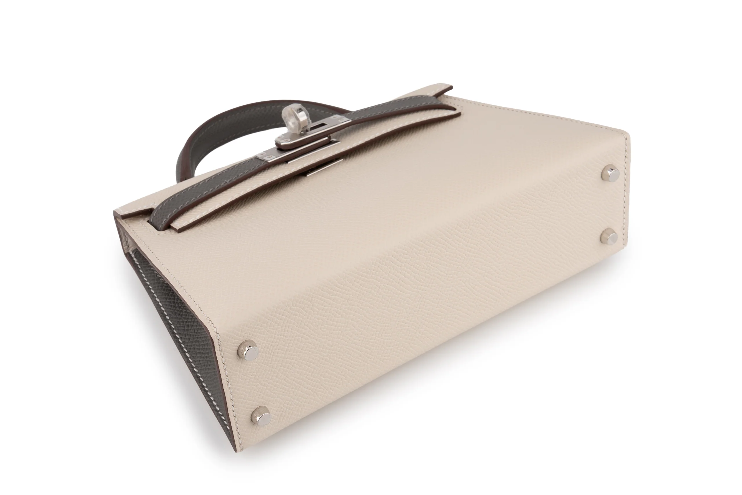 Hermès Mini Kelly HSS	Epsom 	Craie/Gris Meyer 	PHW - Image 9
