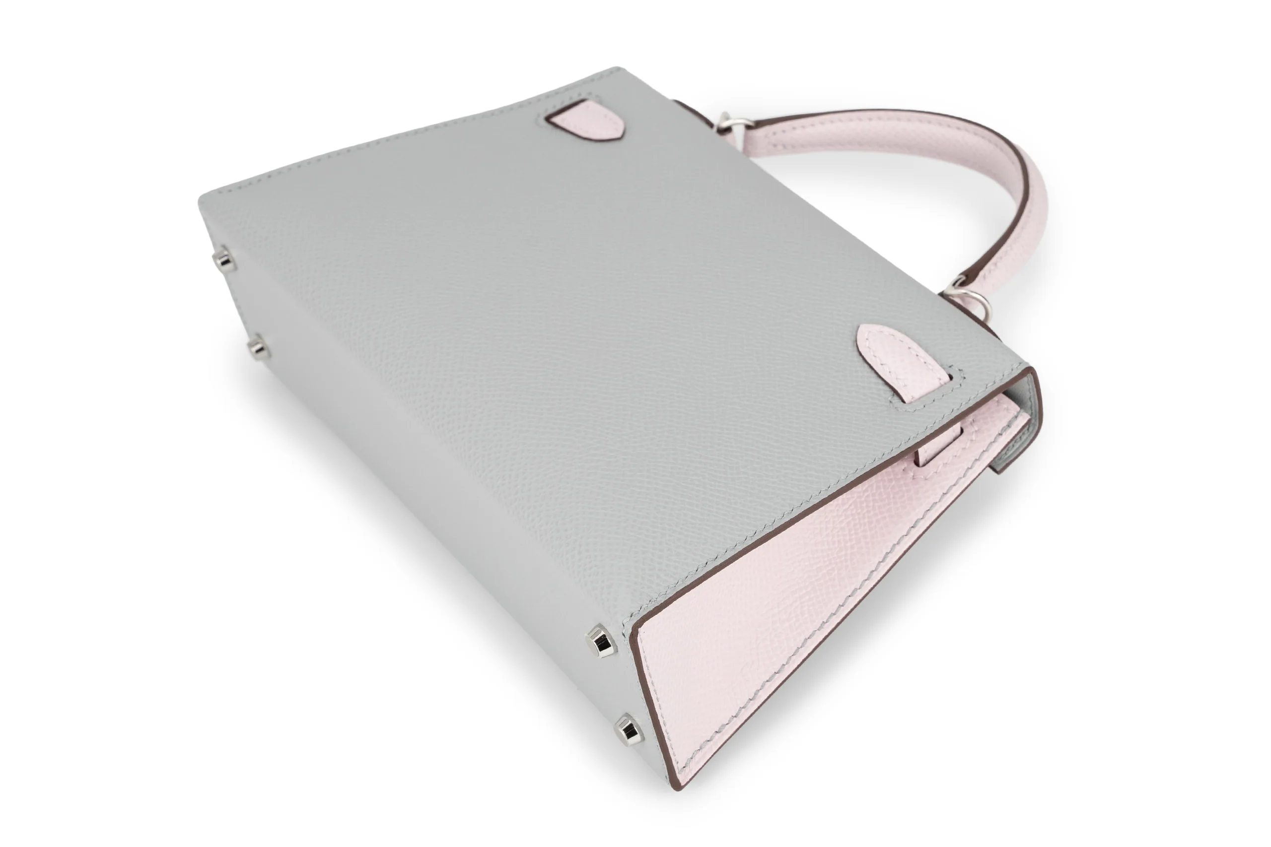 Hermès Mini Kelly Hss Epsom Gris Mouette/Mauve Pale PBHW - Image 12