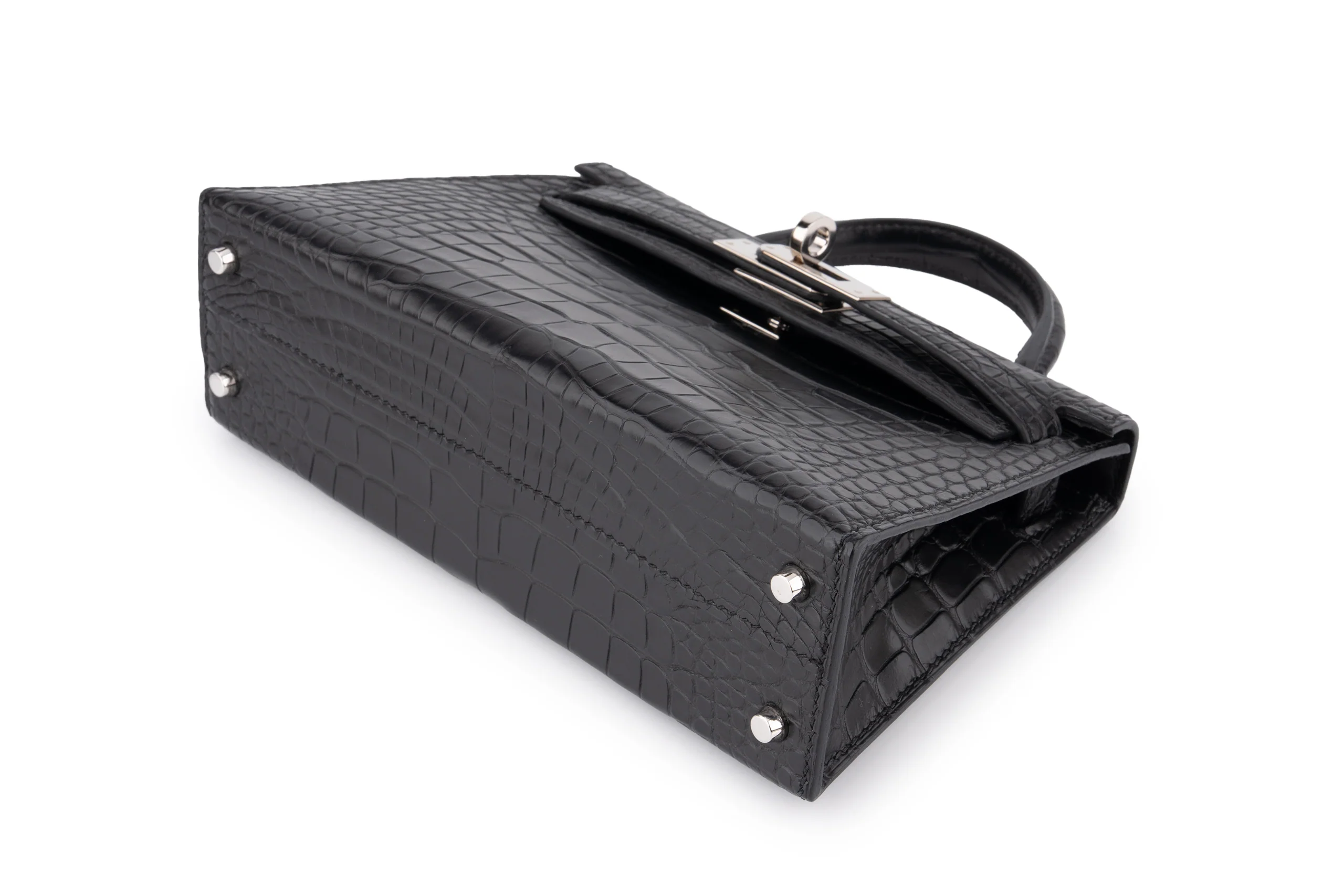 Hermès Mini Kelly			Matt Alligator 	Noir	GHW - Image 11