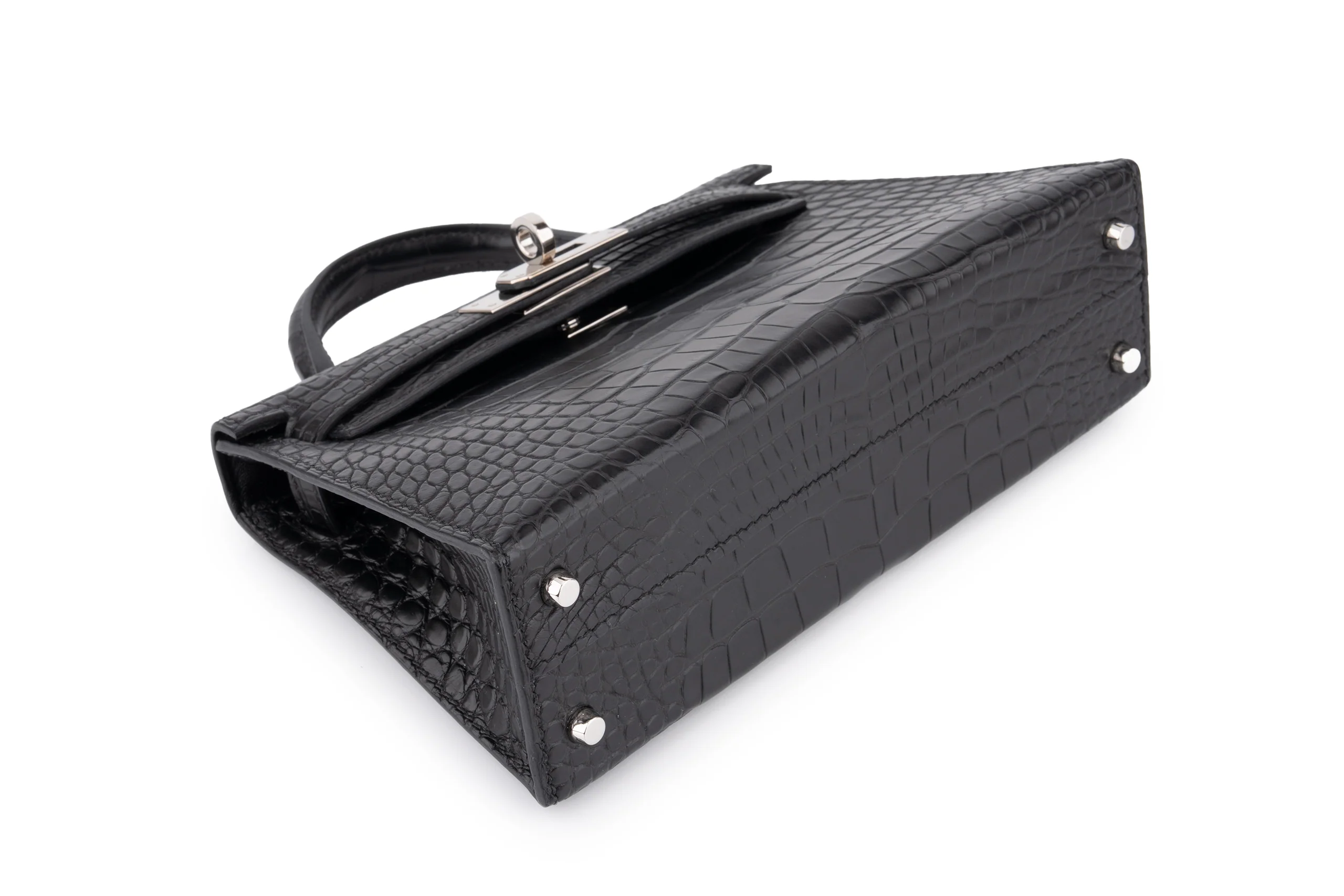 Hermès Mini Kelly			Matt Alligator 	Noir	GHW - Image 12