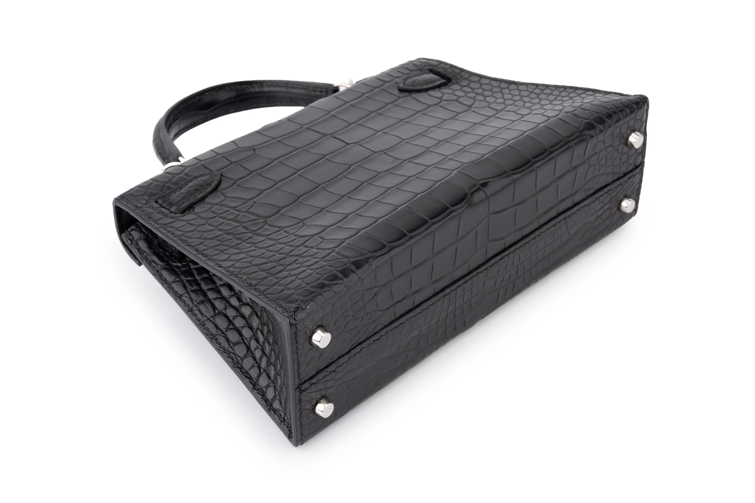 Hermès Mini Kelly			Matt Alligator 	Noir	GHW - Image 14