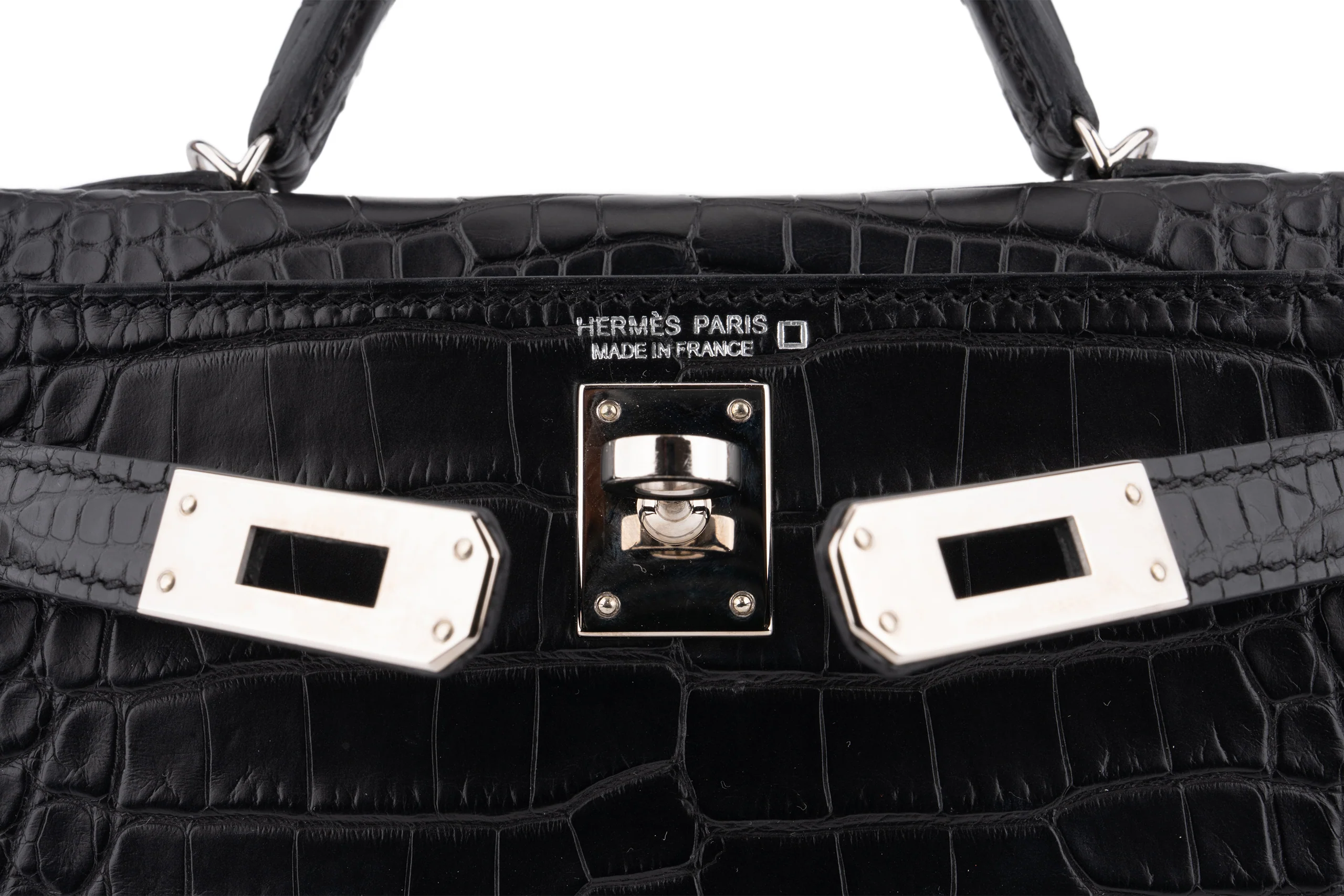 Hermès Mini Kelly			Matt Alligator 	Noir	GHW - Image 9