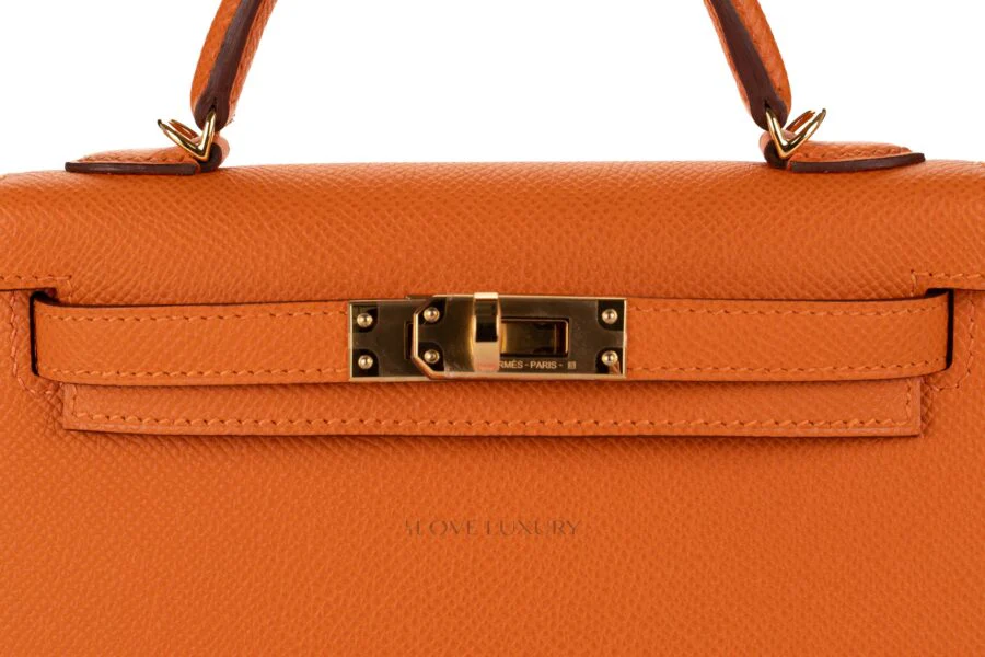 Hermès Mini Kelly Orange Epsom Gold Hardware - Image 7
