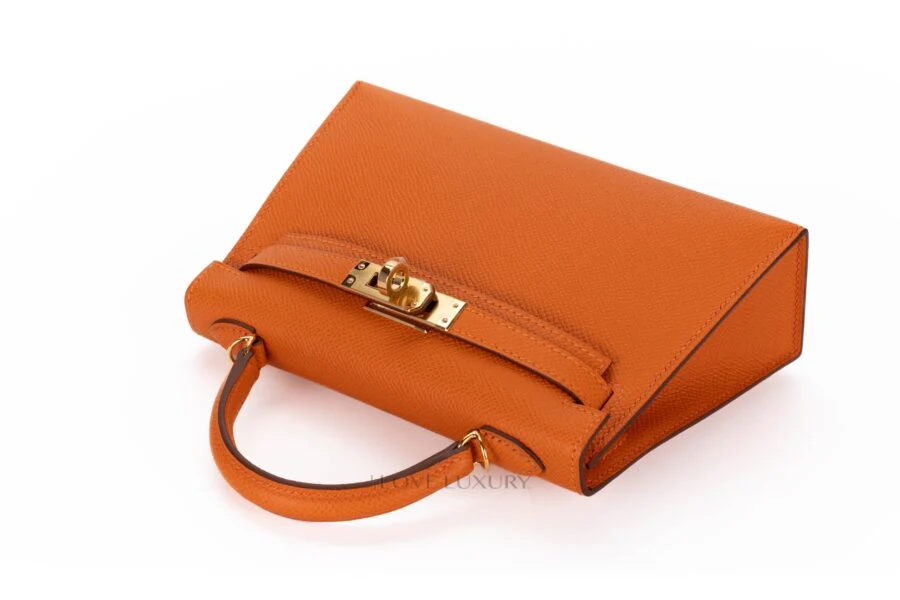 Hermès Mini Kelly Orange Epsom Gold Hardware - Image 8