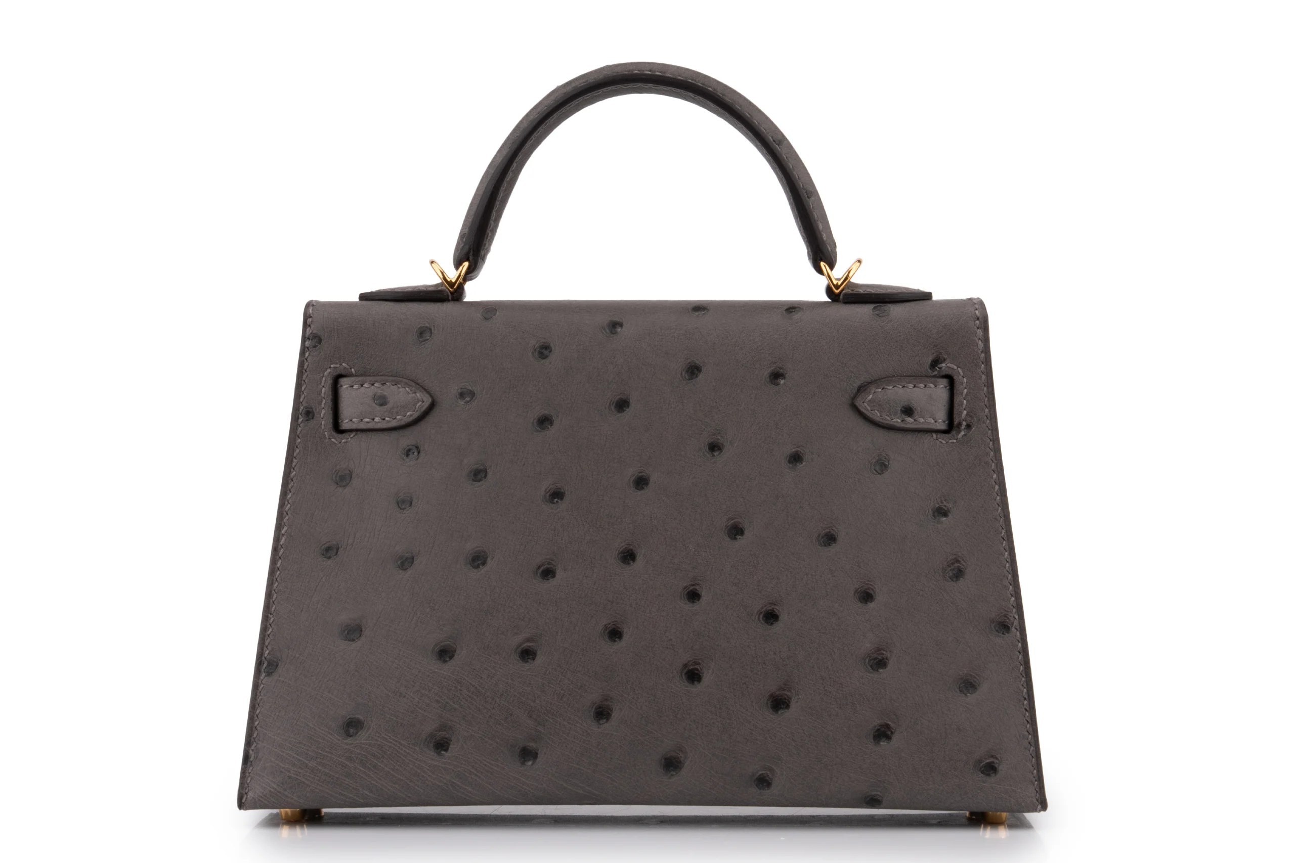 Hermès Mini Kelly Ostrich Gris GHW - Image 3