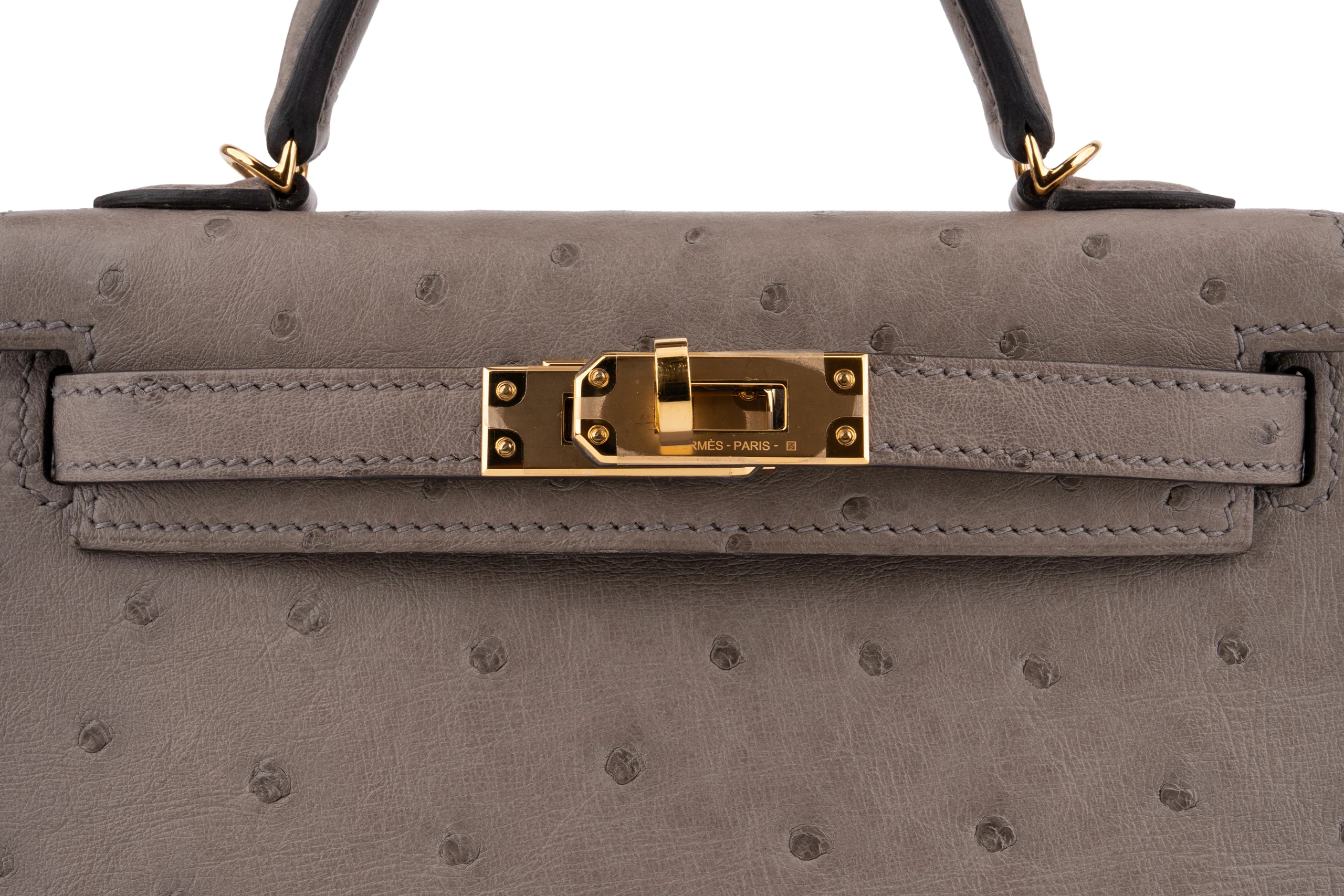Hermès Mini Kelly		Ostrich 	Gris Meyer 	GHW - Image 10