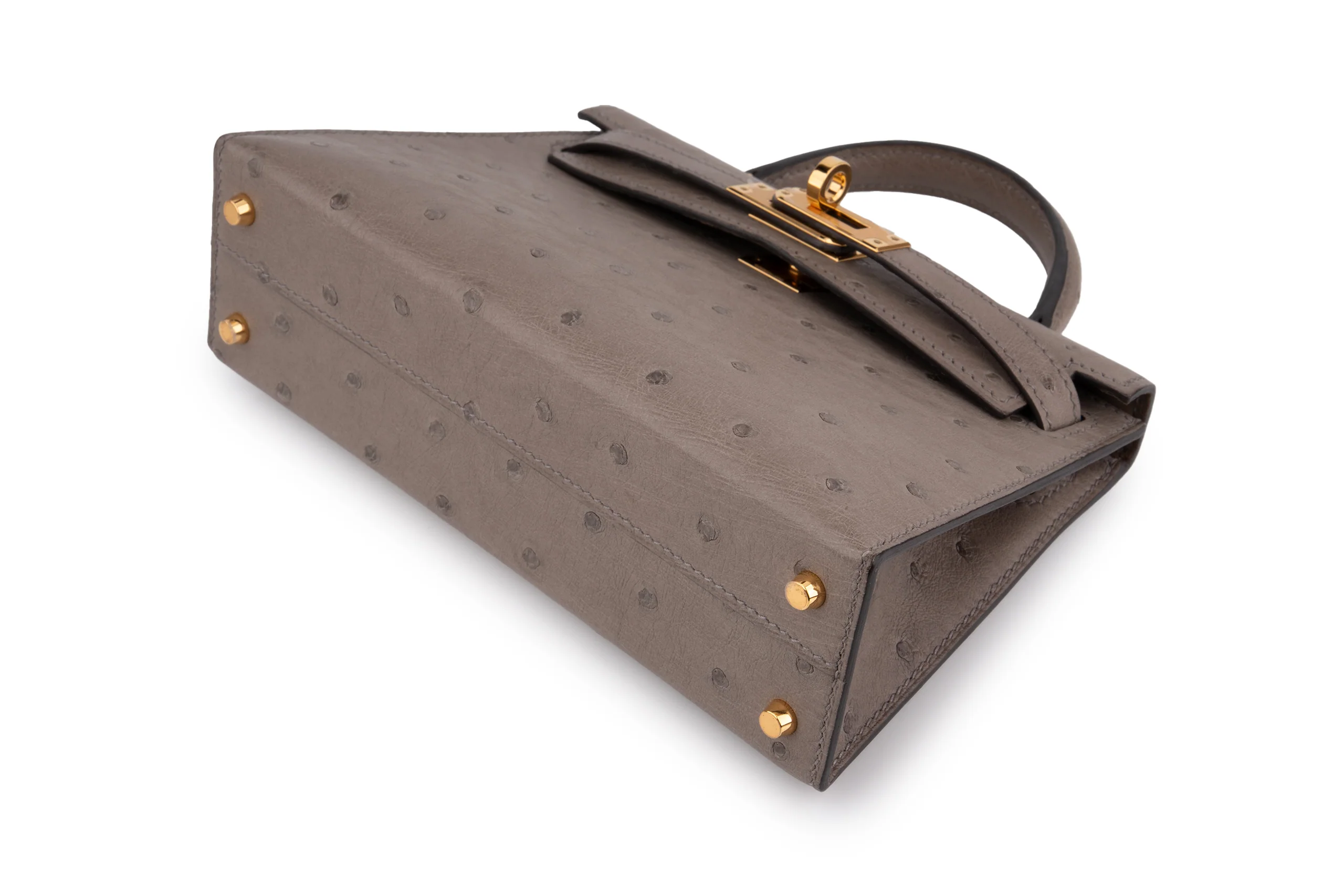 Hermès Mini Kelly		Ostrich 	Gris Meyer 	GHW - Image 12