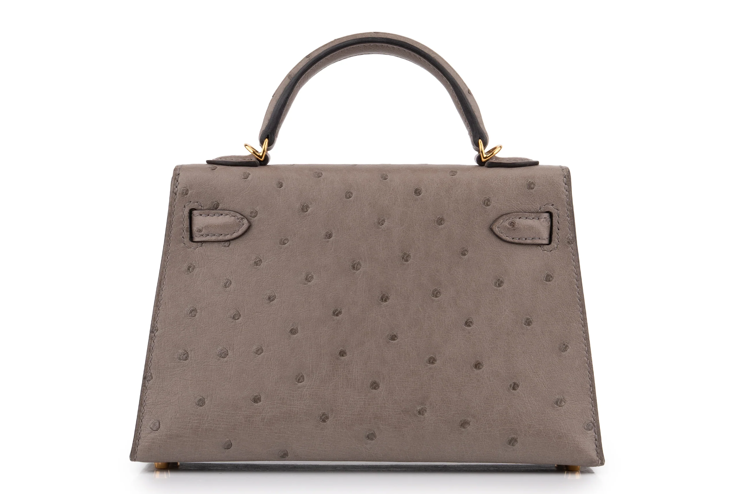 Hermès Mini Kelly		Ostrich 	Gris Meyer 	GHW - Image 4