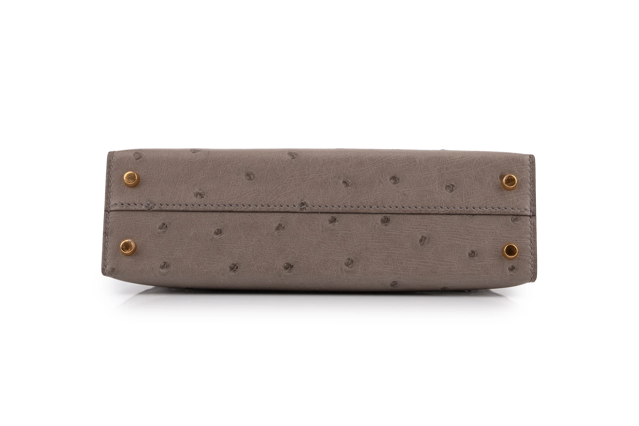 Hermès Mini Kelly		Ostrich 	Gris Meyer 	GHW - Image 6