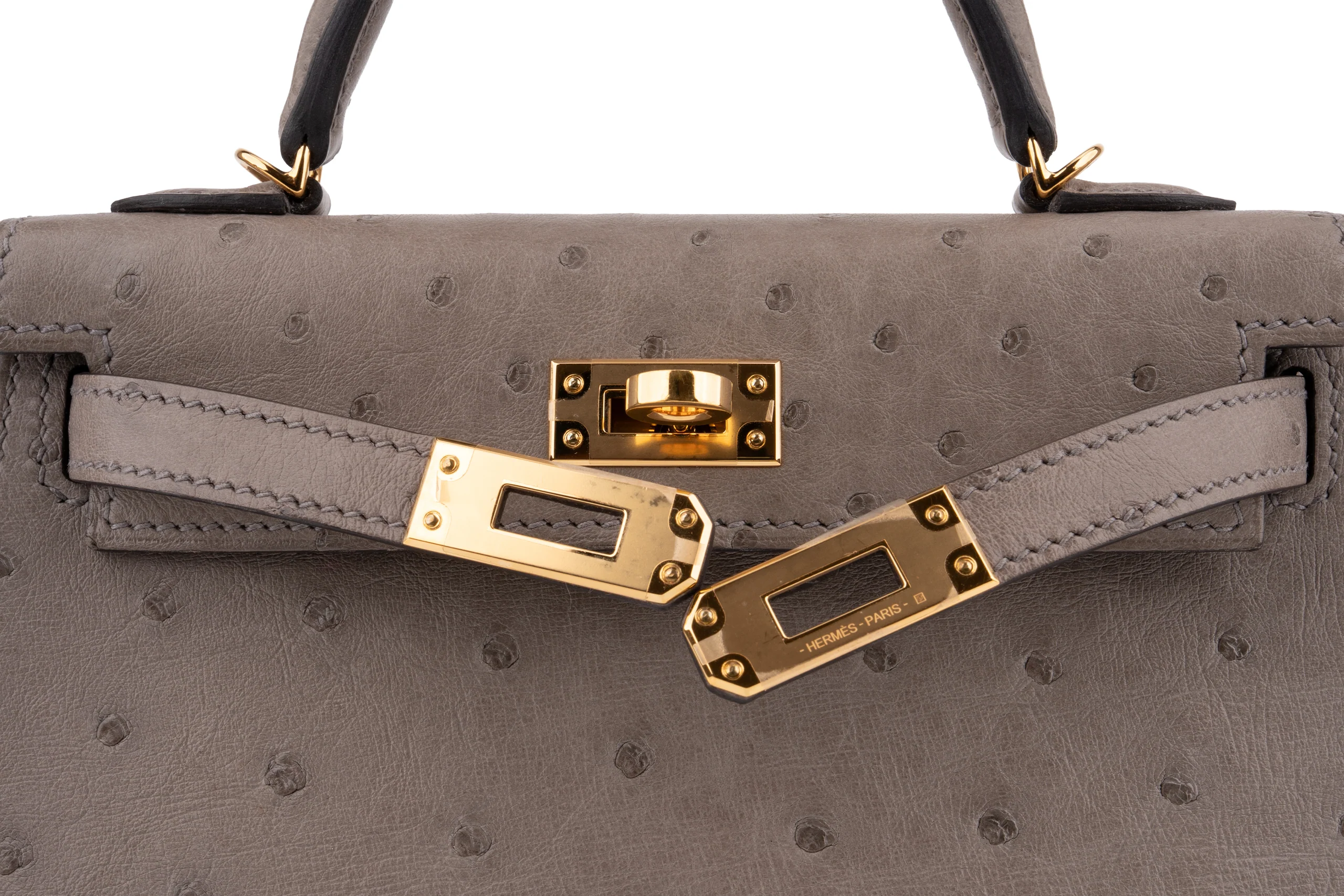 Hermès Mini Kelly		Ostrich 	Gris Meyer 	GHW - Image 7
