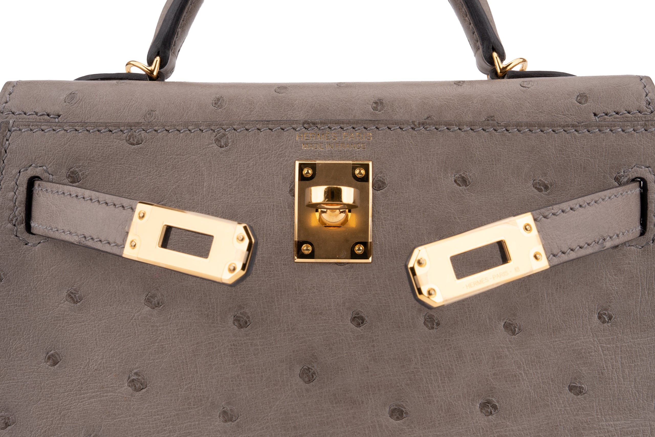 Hermès Mini Kelly		Ostrich 	Gris Meyer 	GHW - Image 8