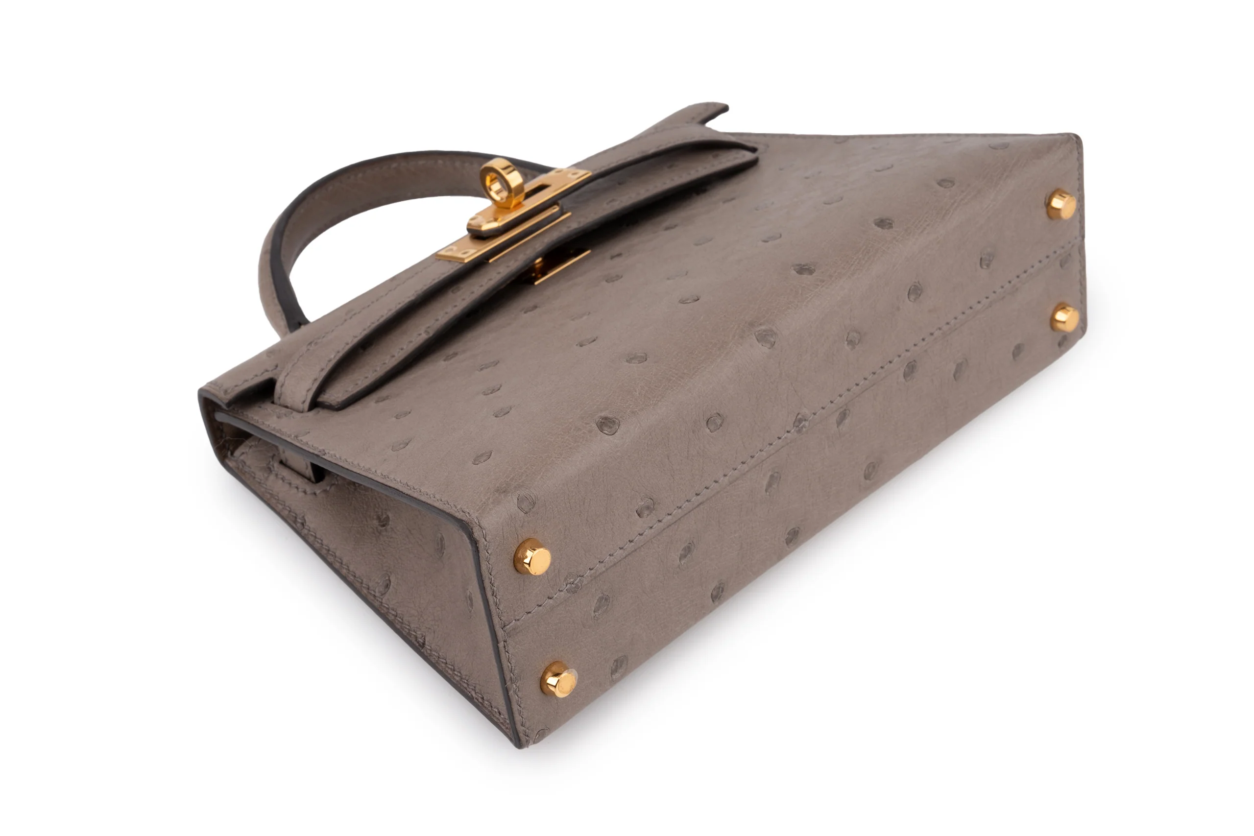 Hermès Mini Kelly		Ostrich 	Gris Meyer 	GHW - Image 9