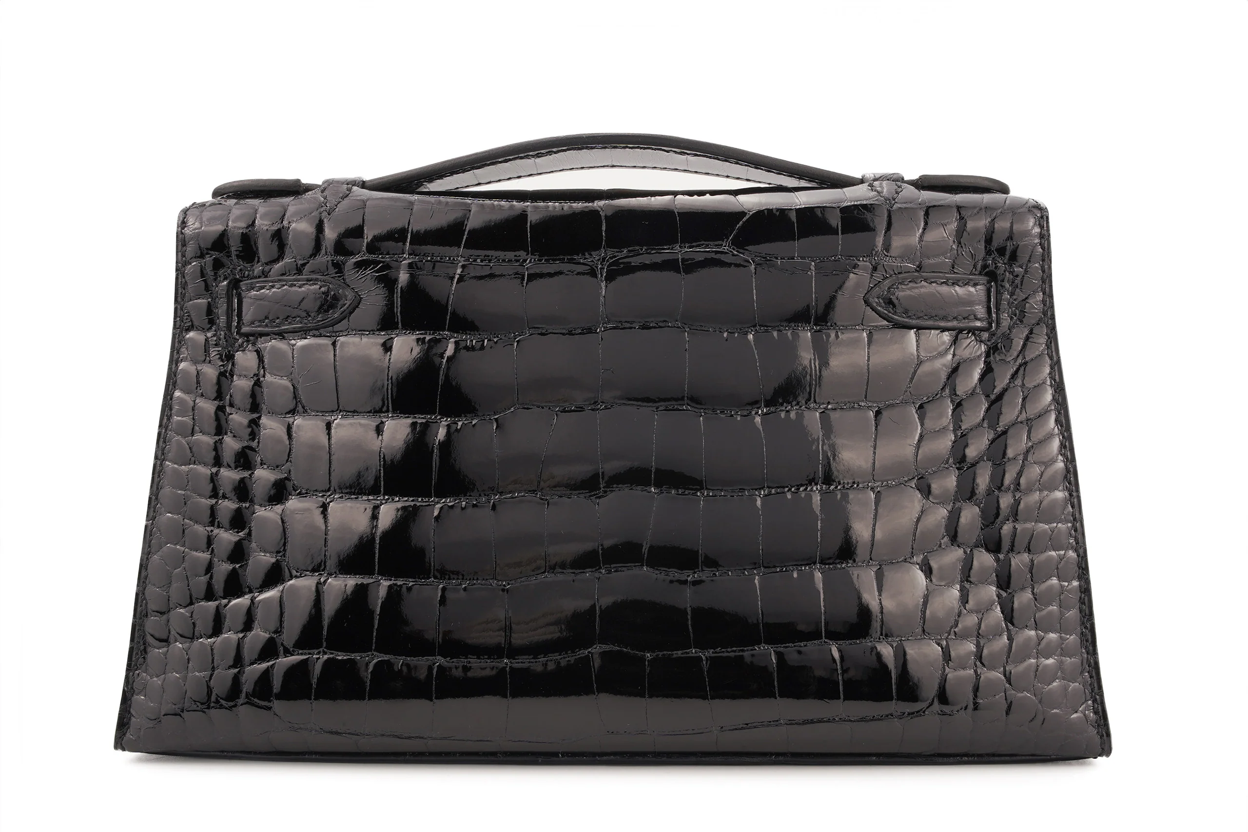 Hermès Mini Kelly Pochette Exotic Aligator Lisse Black Noir GHW - Image 4