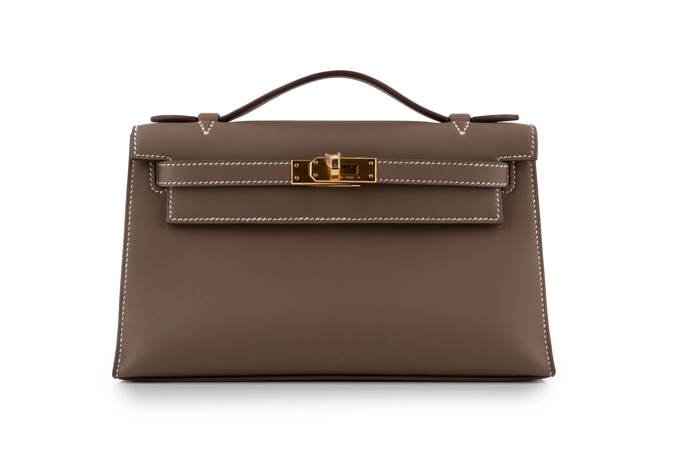 Hermès Mini Kelly Pochette		Swift Calf Skin	Etoupe	GHW