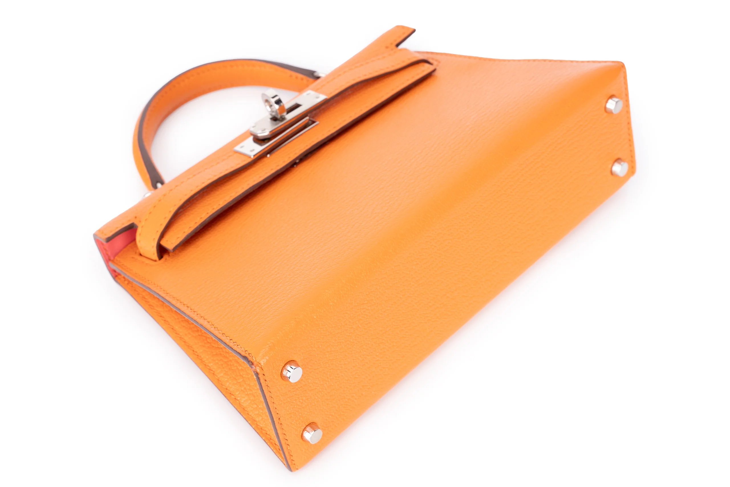 Hermès Mini Kelly Sellier Chevre Mysore Orange PHW - Image 11