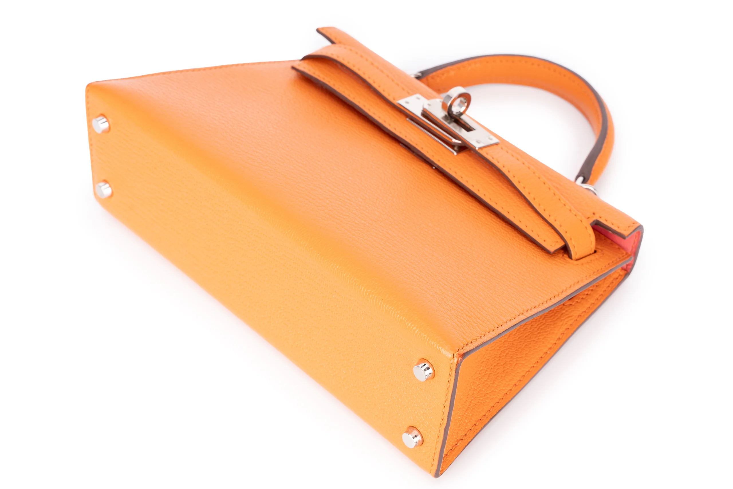 Hermès Mini Kelly Sellier Chevre Mysore Orange PHW - Image 12