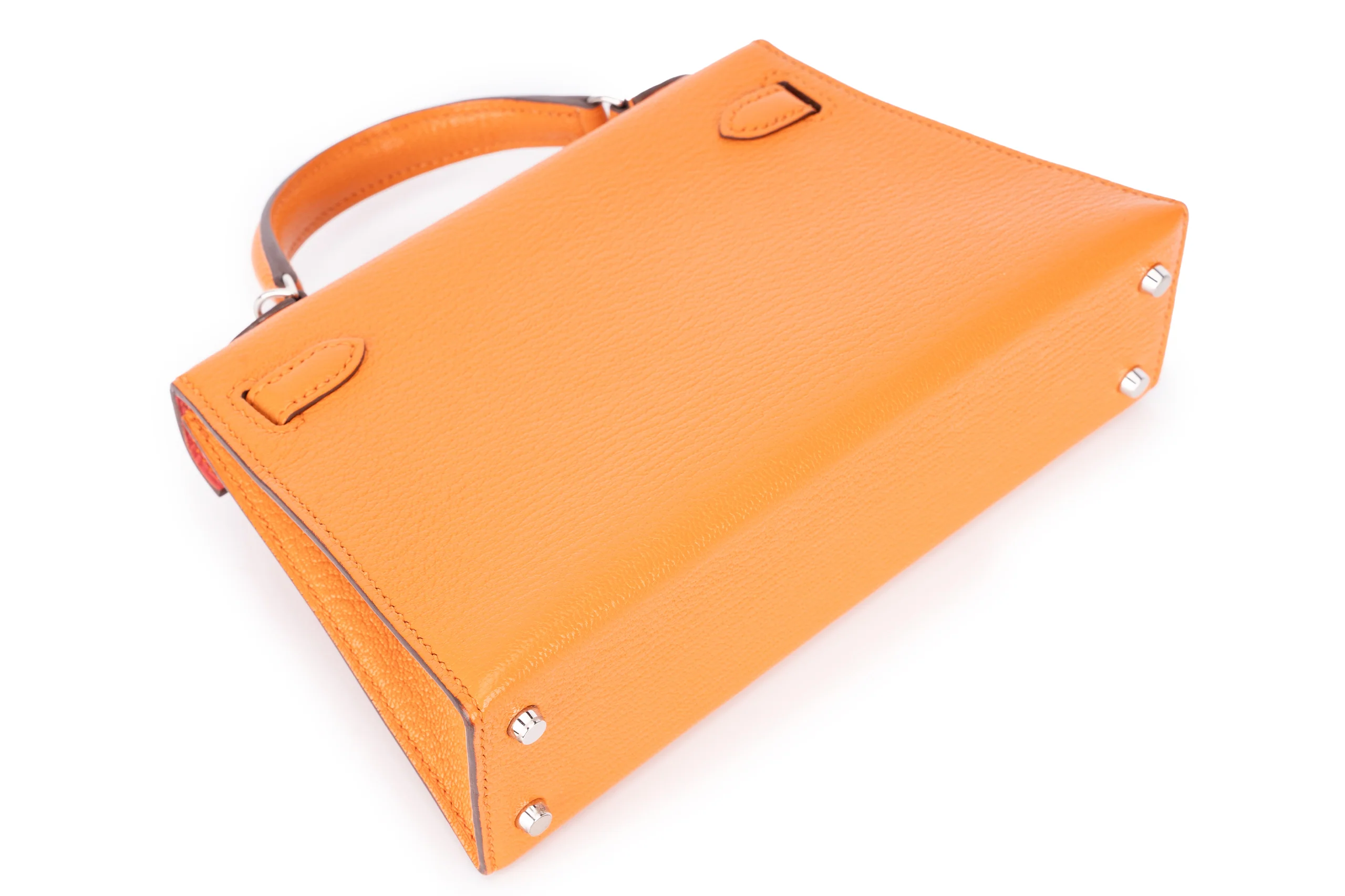 Hermès Mini Kelly Sellier Chevre Mysore Orange PHW - Image 13