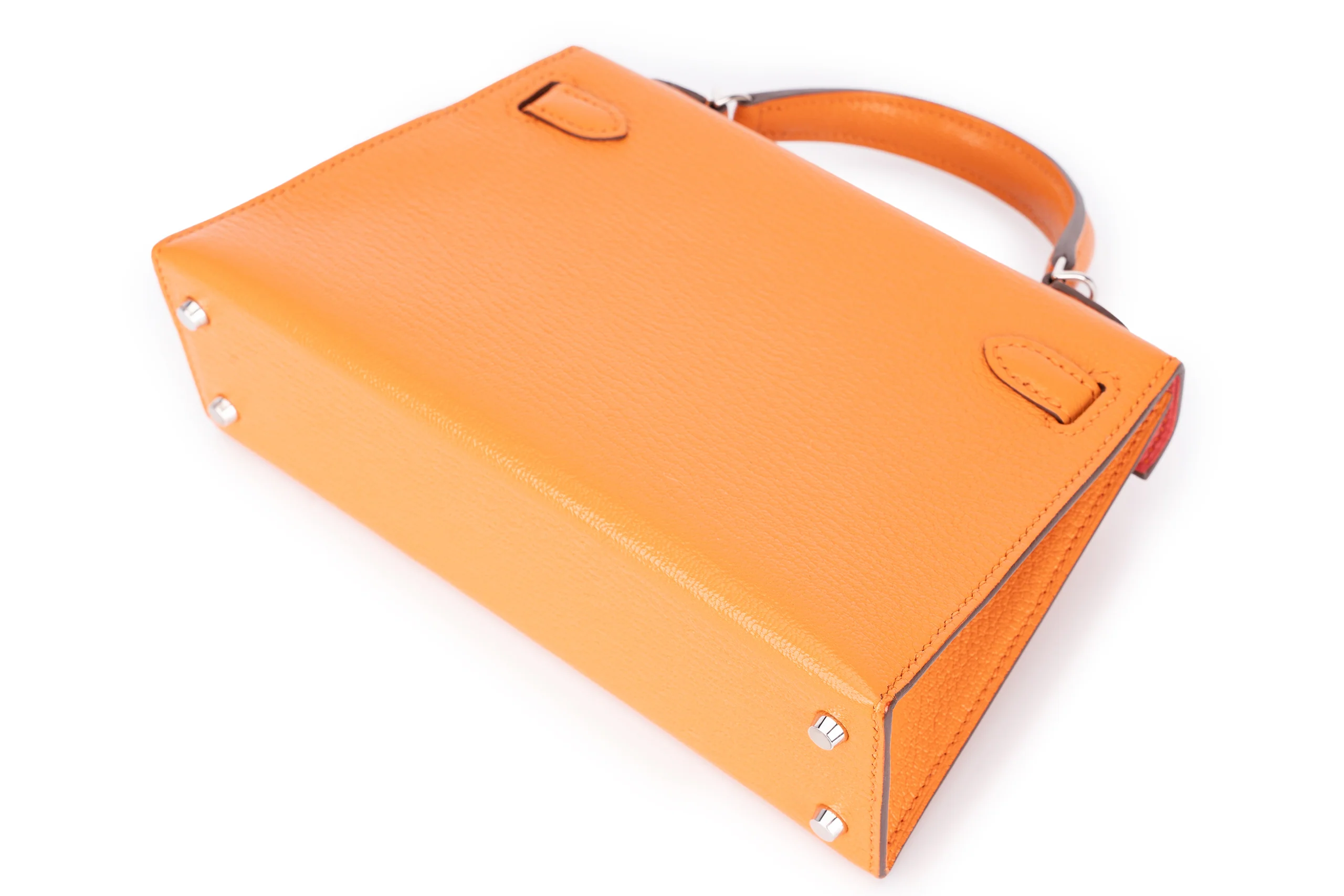 Hermès Mini Kelly Sellier Chevre Mysore Orange PHW - Image 14