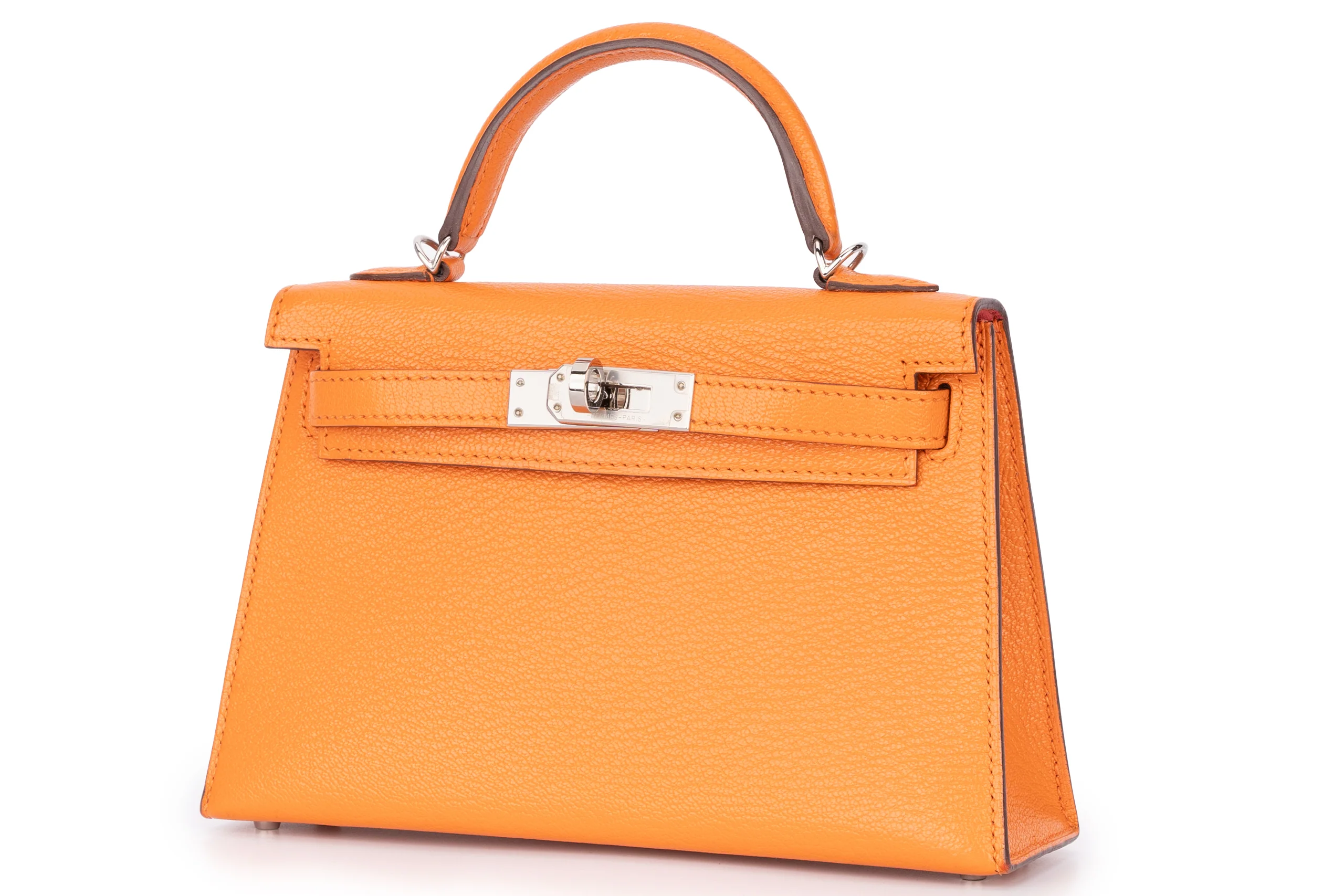 Hermès Mini Kelly Sellier Chevre Mysore Orange PHW - Image 2