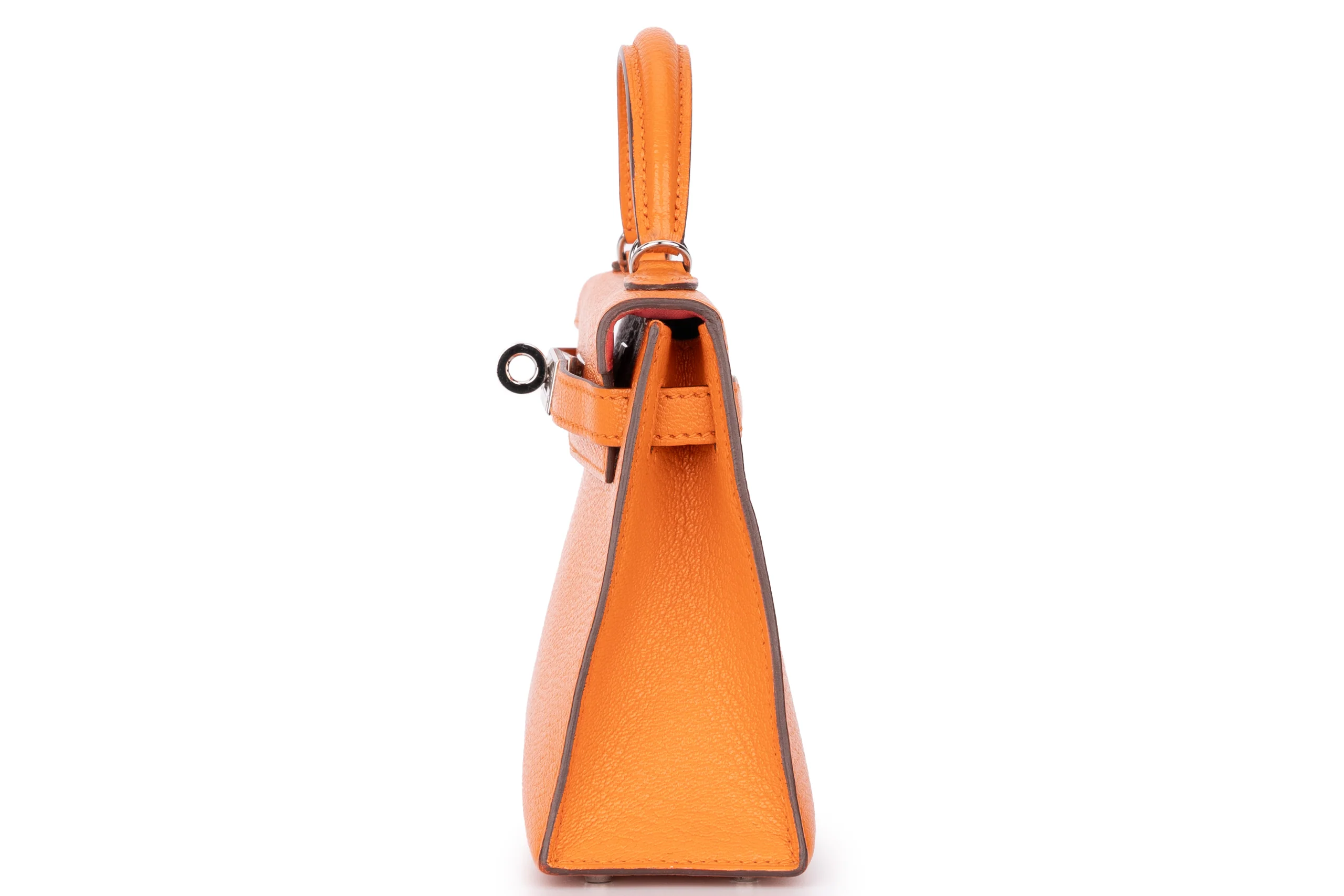 Hermès Mini Kelly Sellier Chevre Mysore Orange PHW - Image 3