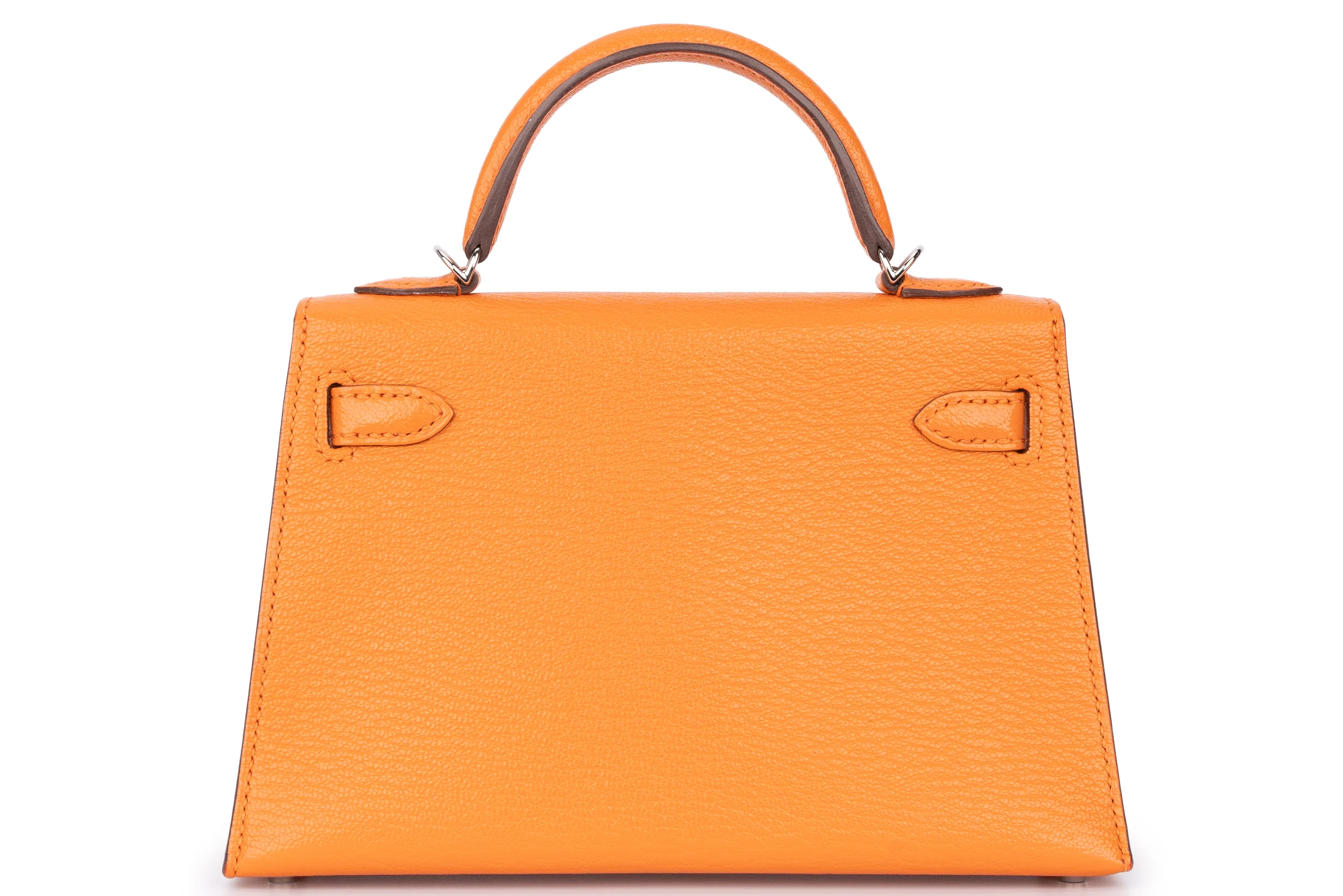Hermès Mini Kelly Sellier Chevre Mysore Orange PHW - Image 4