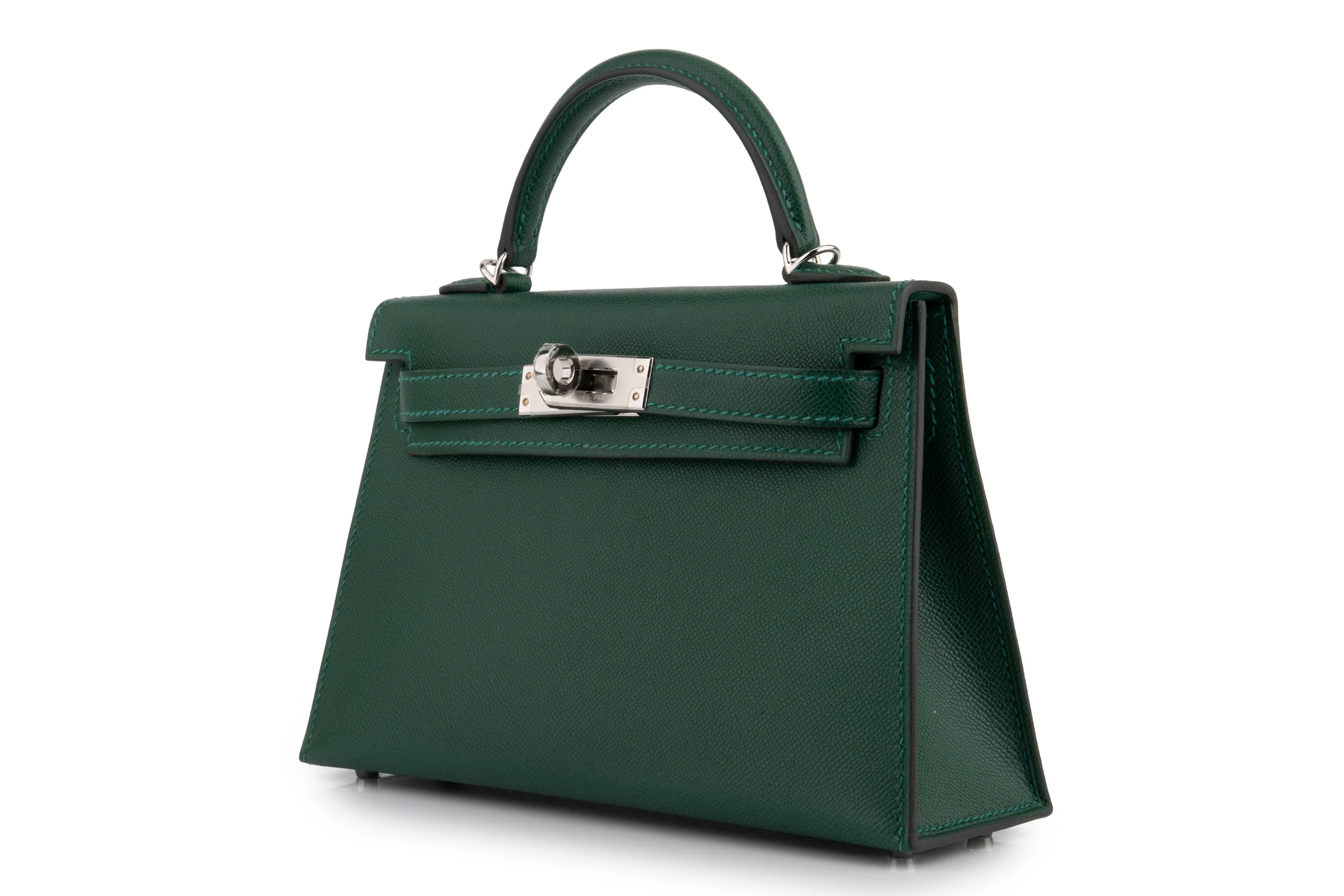 Hermès Mini Kelly 		Veau Madame 	Vert Moyen 	PHW