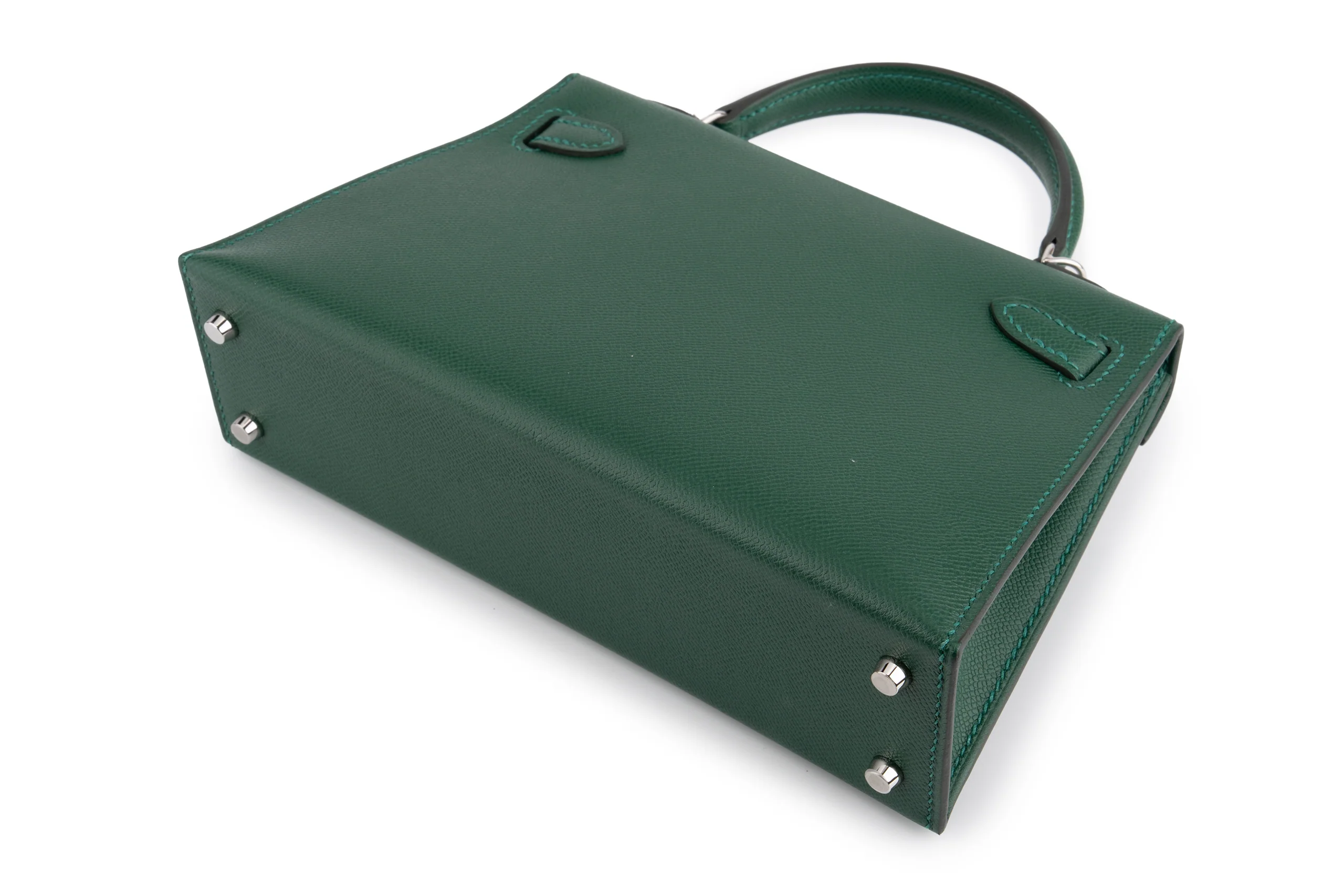 Hermès Mini Kelly 		Veau Madame 	Vert Moyen 	PHW - Image 10