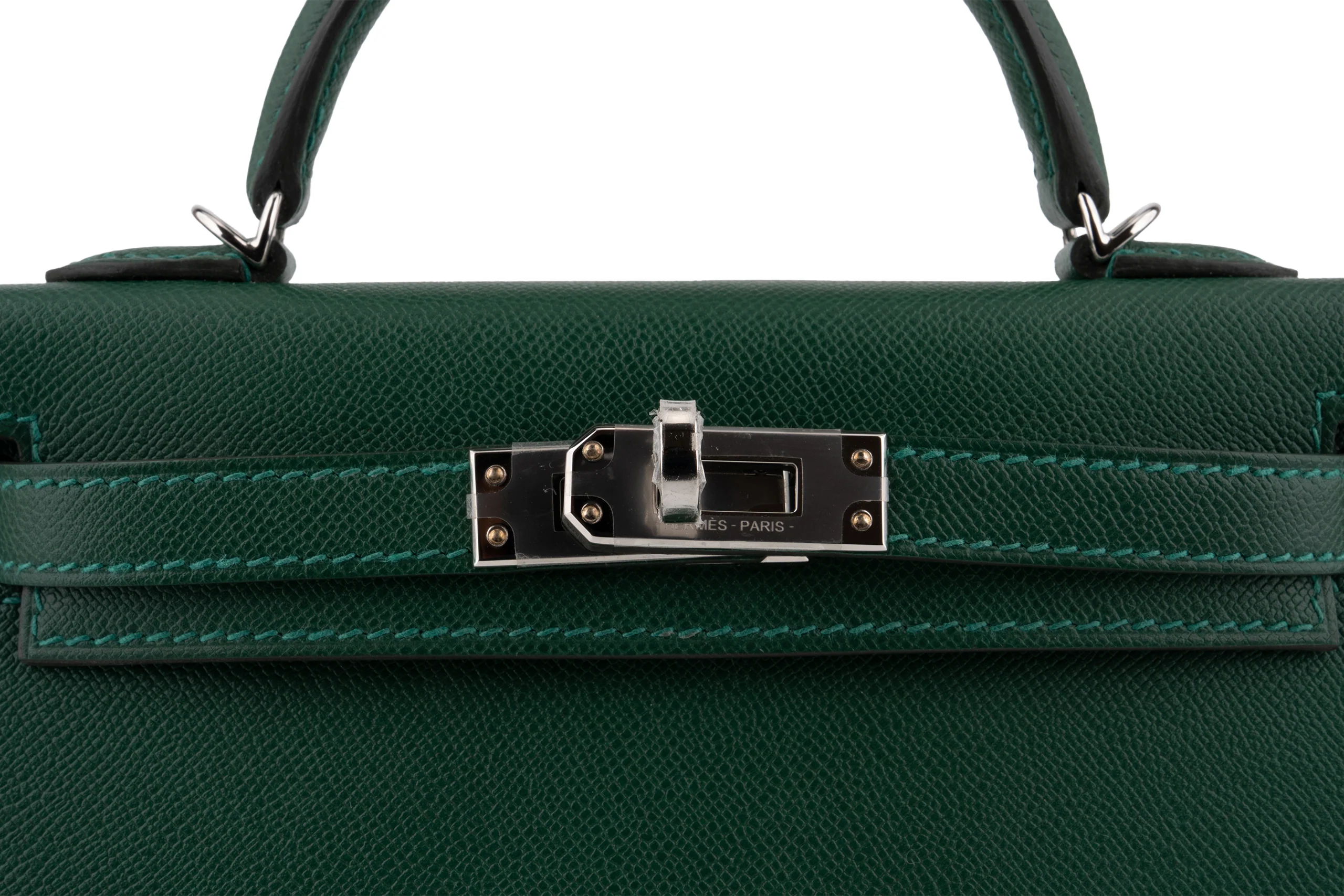 Hermès Mini Kelly 		Veau Madame 	Vert Moyen 	PHW - Image 3
