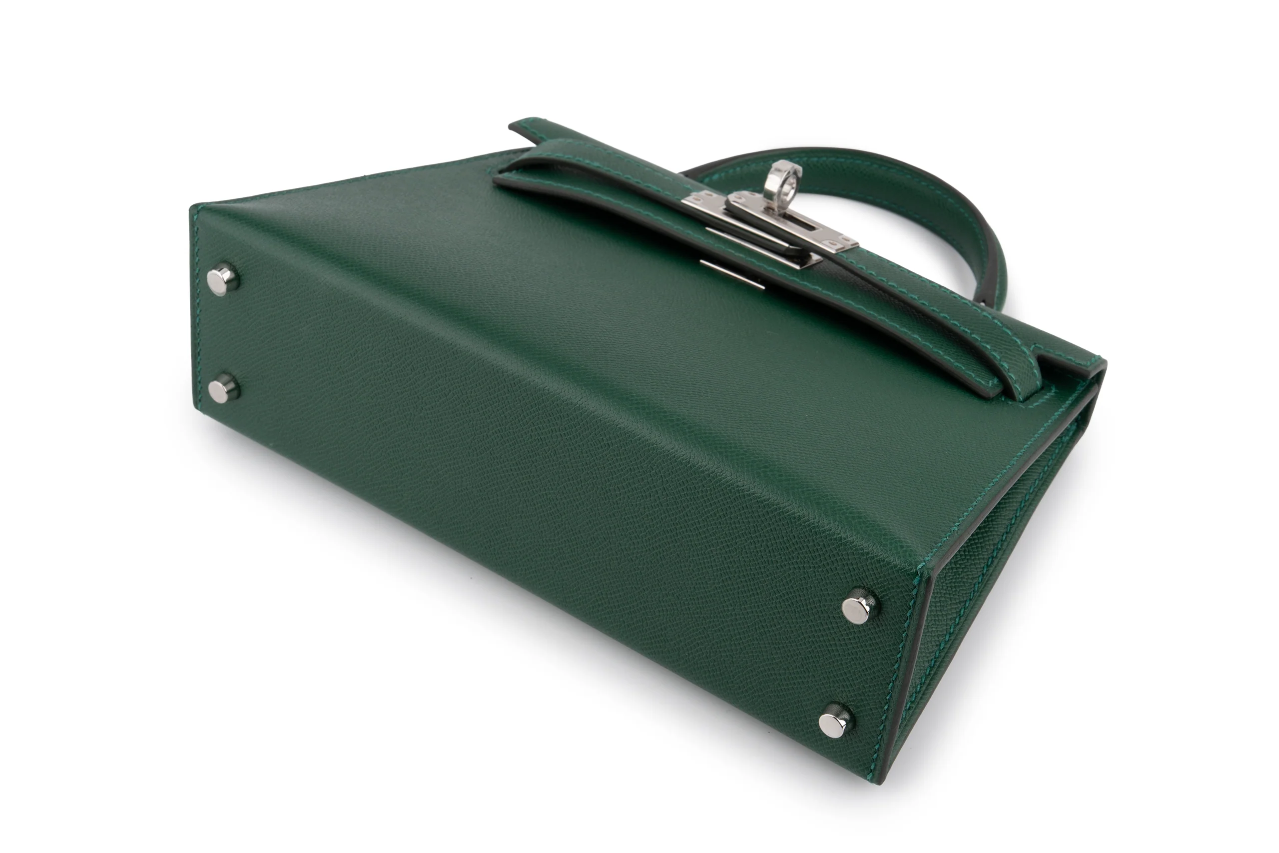 Hermès Mini Kelly 		Veau Madame 	Vert Moyen 	PHW - Image 4