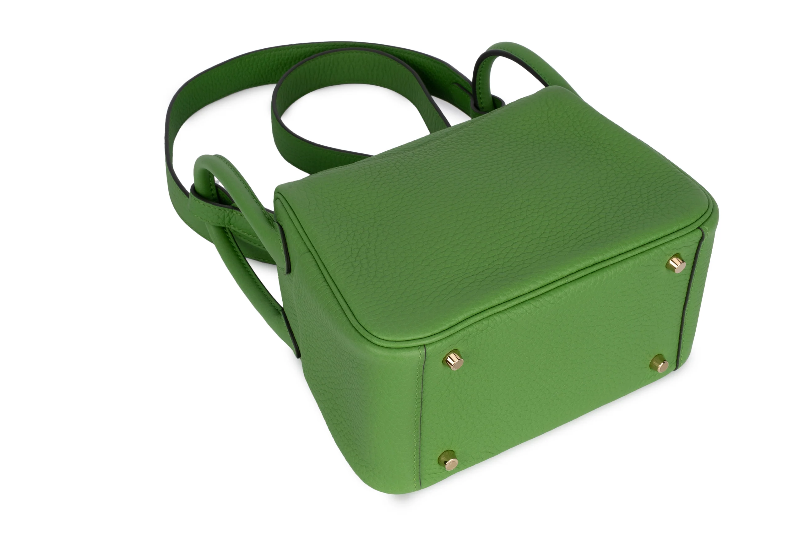 Hermès Mini Lindy Clemence	Vert Yucca	GHW - Image 11