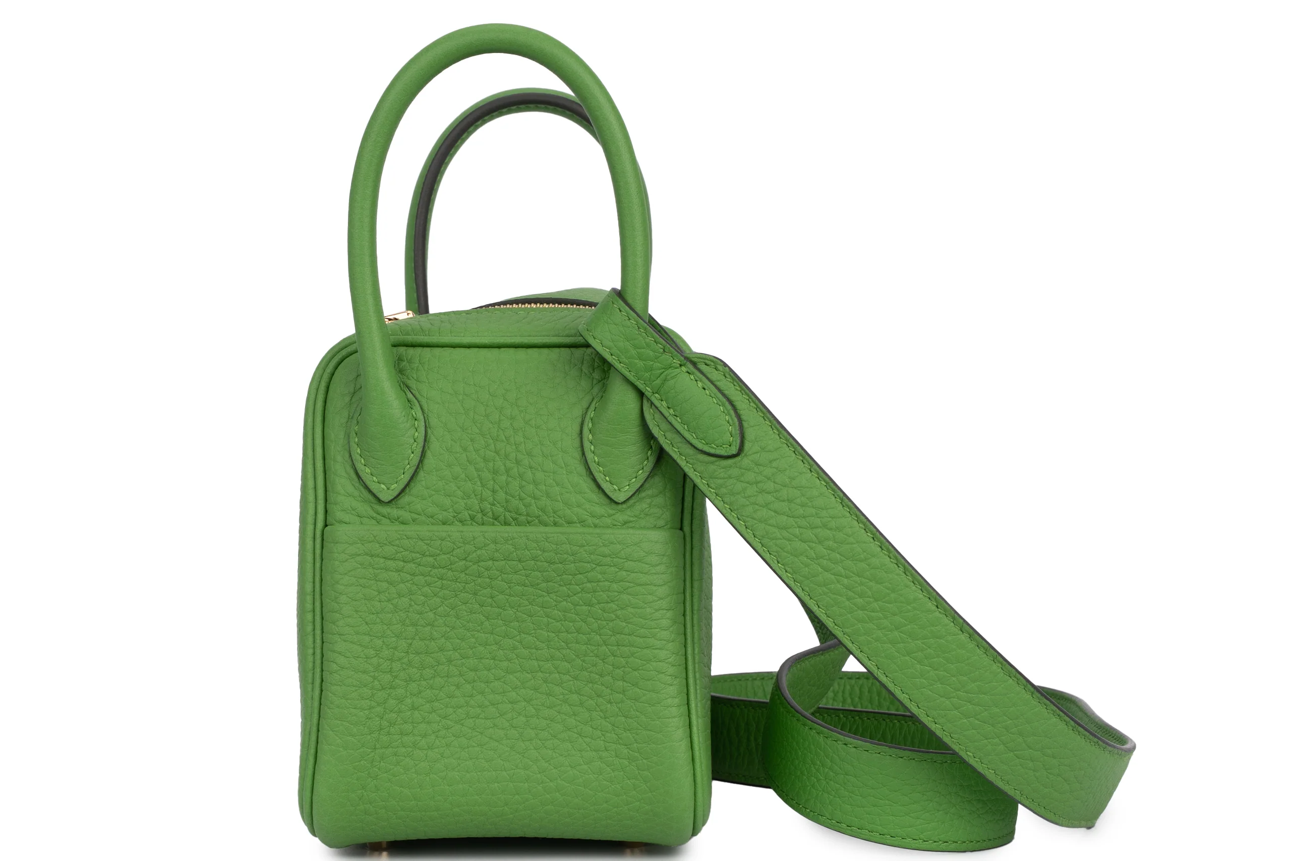 Hermès Mini Lindy Clemence	Vert Yucca	GHW - Image 3