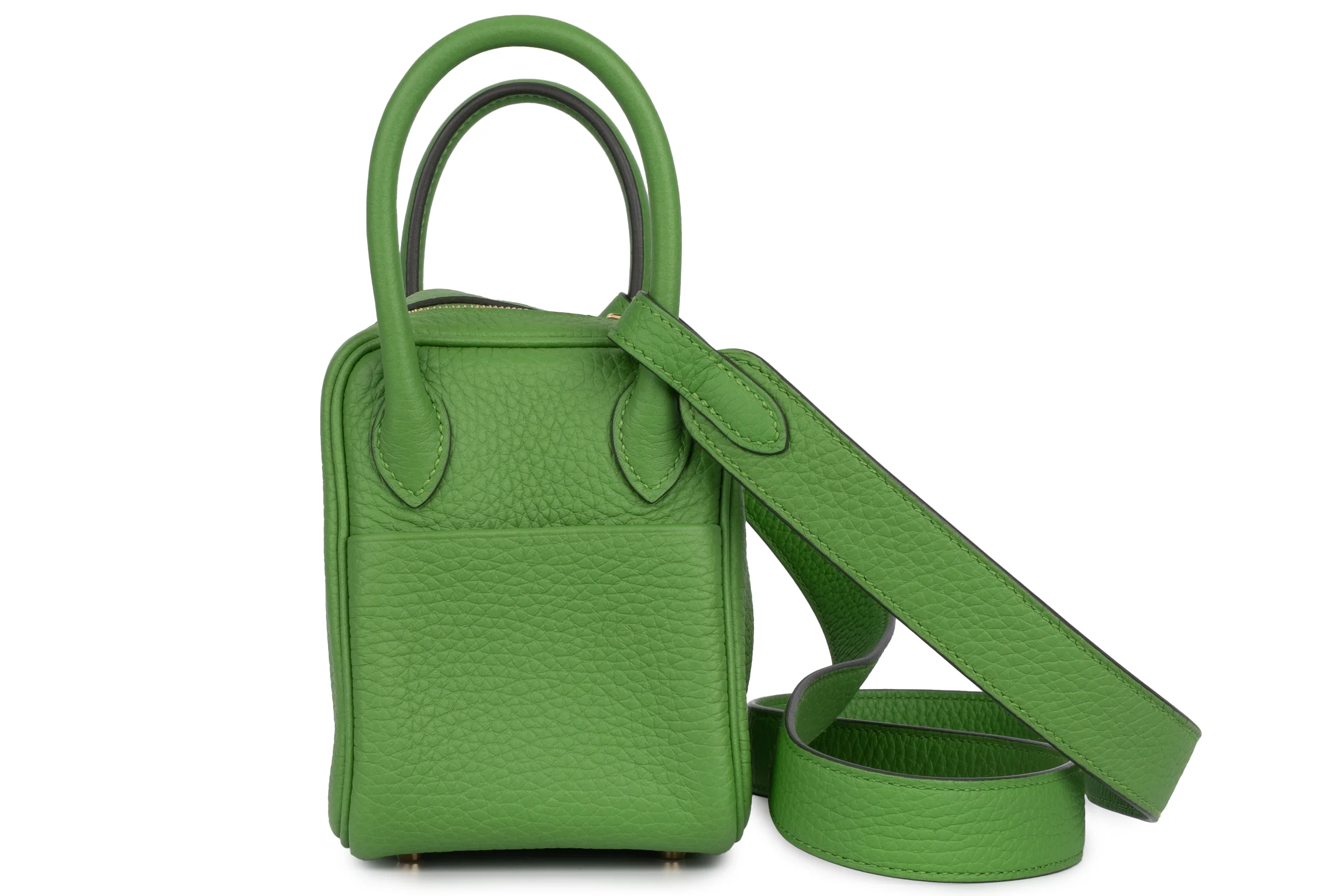 Hermès Mini Lindy Clemence	Vert Yucca	GHW - Image 5
