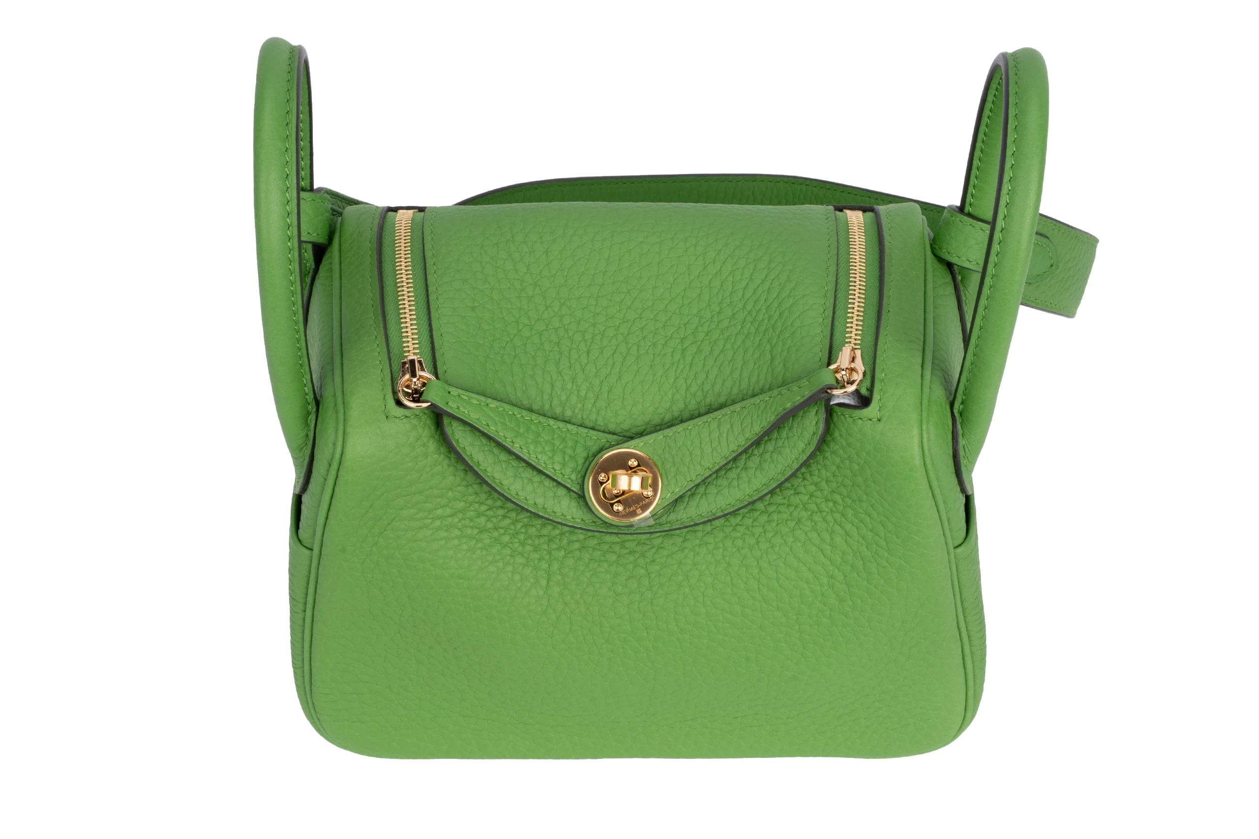 Hermès Mini Lindy Clemence	Vert Yucca	GHW - Image 7
