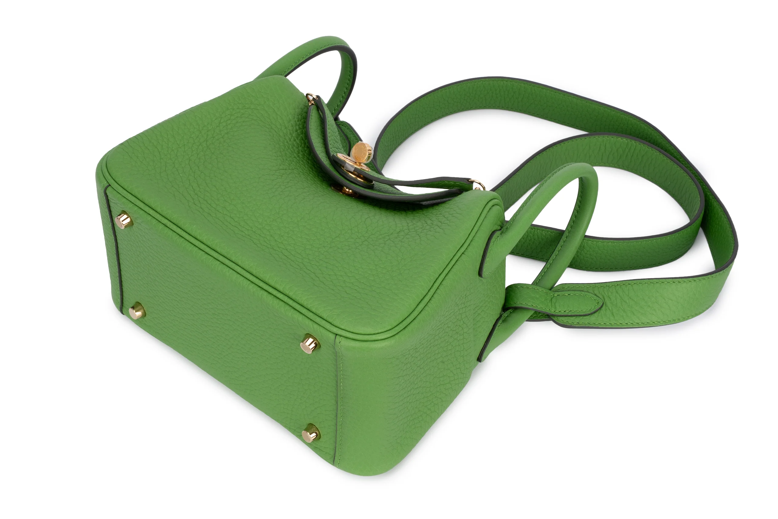 Hermès Mini Lindy Clemence	Vert Yucca	GHW - Image 8