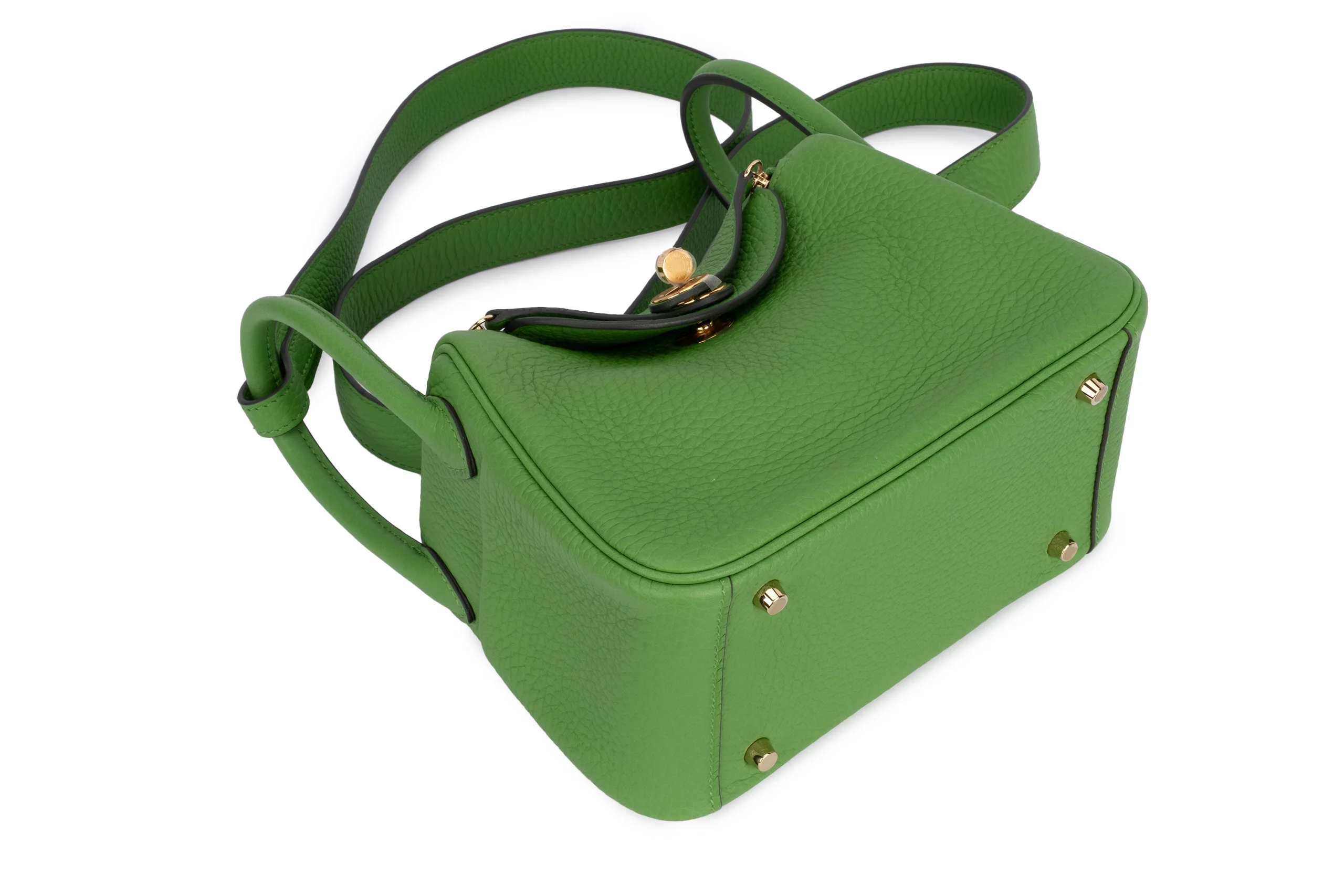 Hermès Mini Lindy Clemence	Vert Yucca	GHW - Image 9