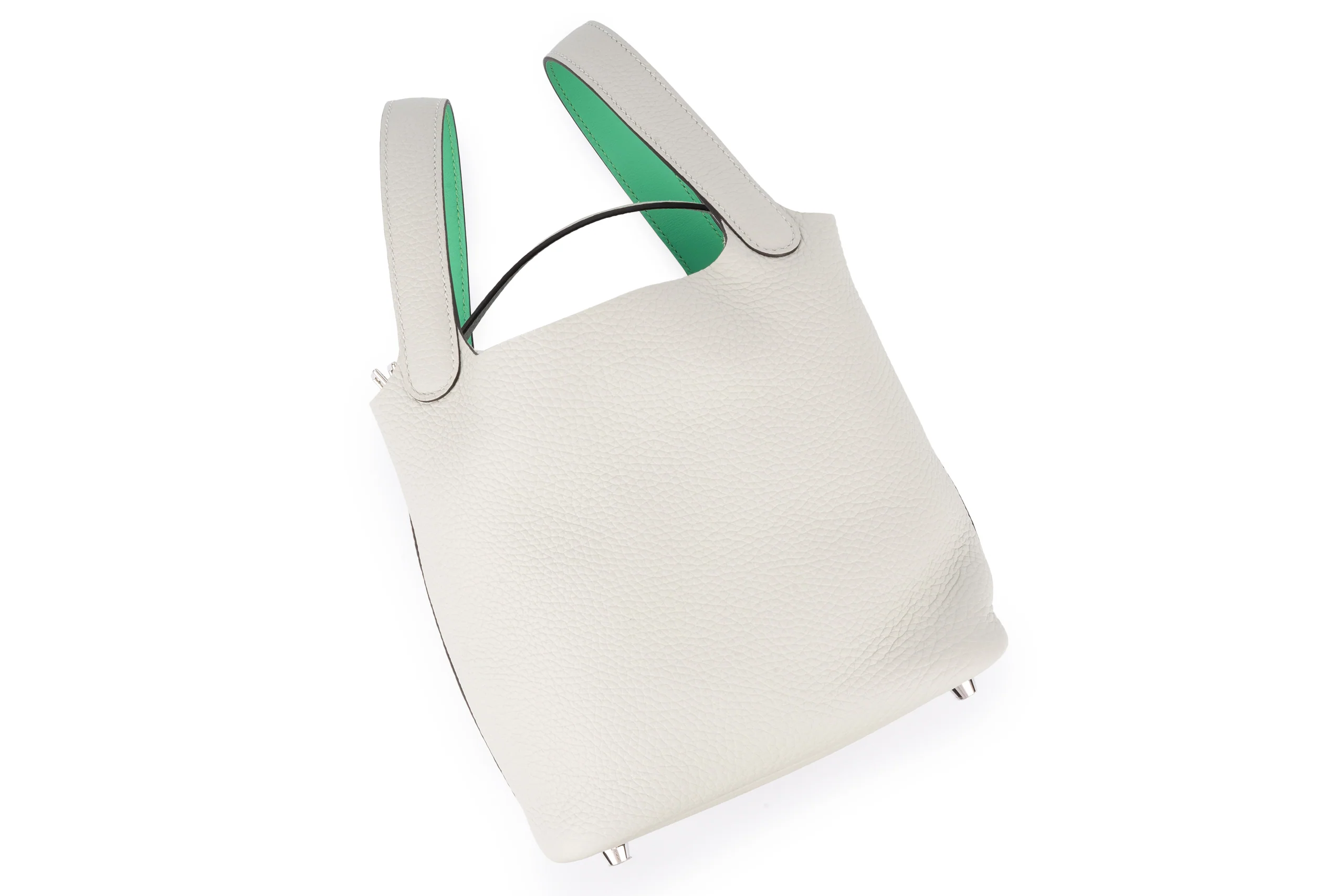 Hermès Picotin 18		Clemence	Gris Neve Verso Menthe PHW - Image 10