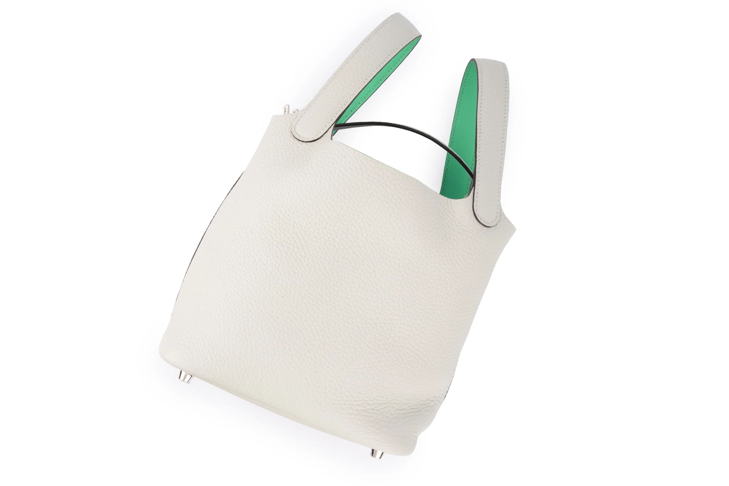 Hermès Picotin 18		Clemence	Gris Neve Verso Menthe PHW - Image 8