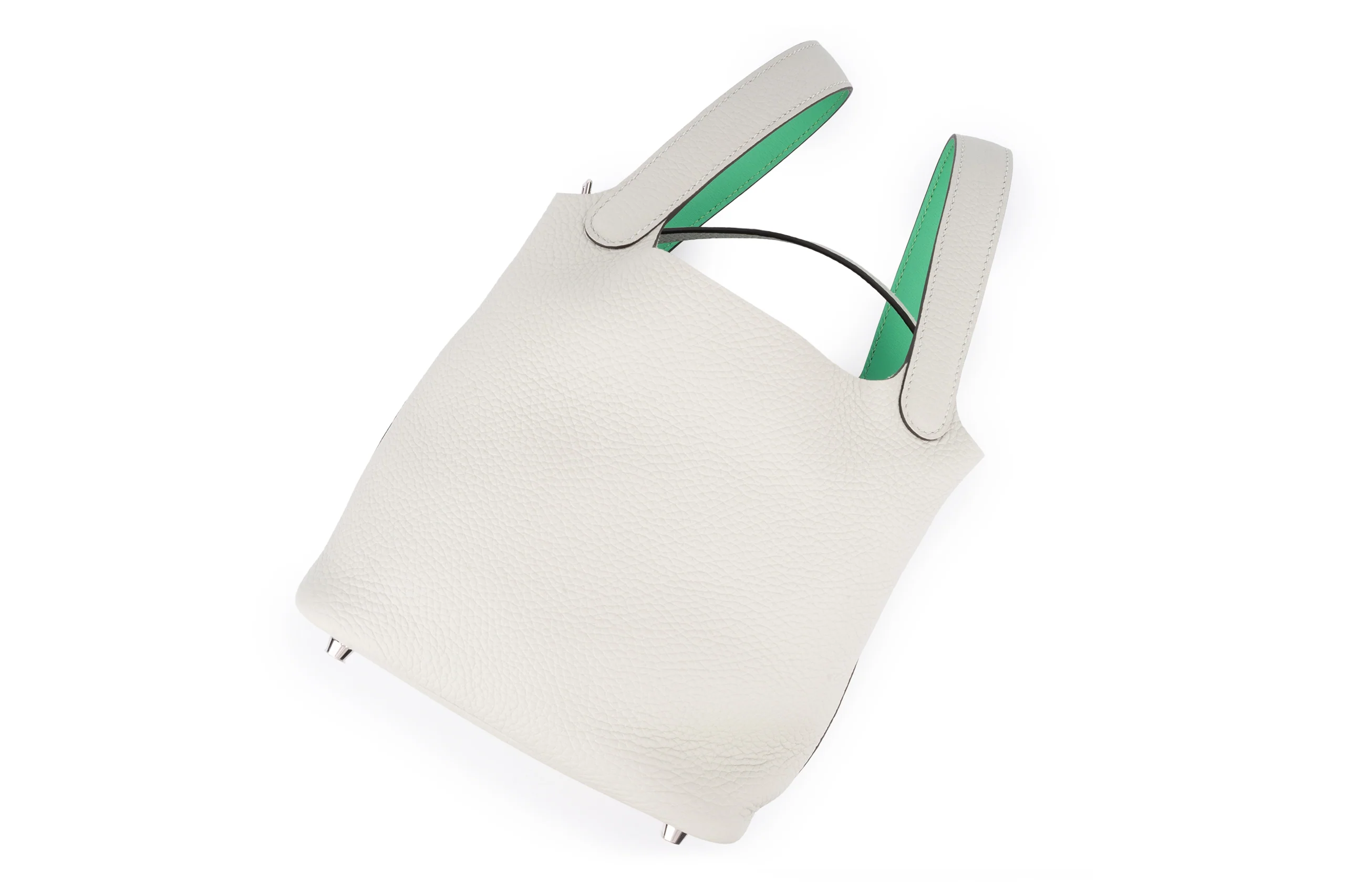 Hermès Picotin 18		Clemence	Gris Neve Verso Menthe PHW - Image 9