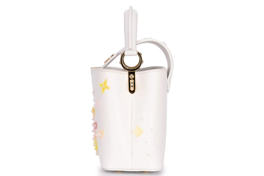 Louis Vuitton Capucines Mini Limited Edition With Flowers Calf Leather Optic White GHW - Image 3