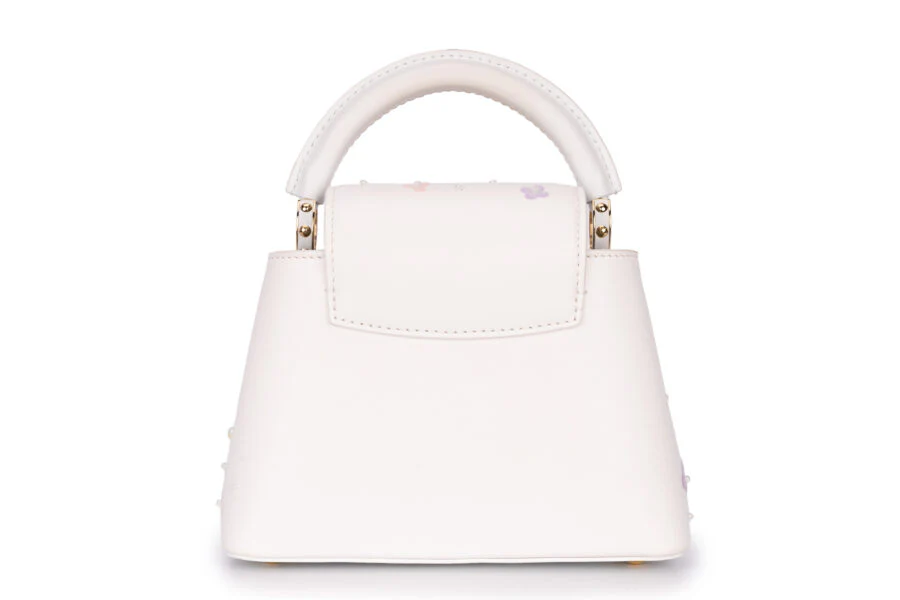 Louis Vuitton Capucines Mini Limited Edition With Flowers Calf Leather Optic White GHW - Image 4