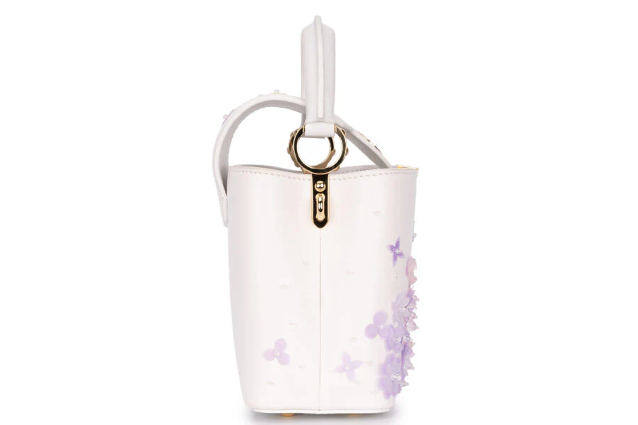 Louis Vuitton Capucines Mini Limited Edition With Flowers Calf Leather Optic White GHW - Image 5