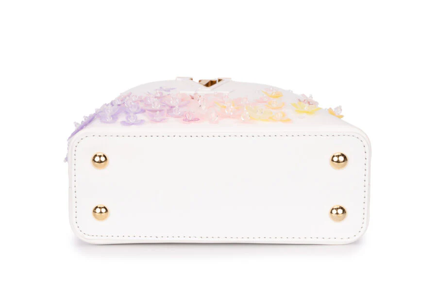 Louis Vuitton Capucines Mini Limited Edition With Flowers Calf Leather Optic White GHW - Image 6