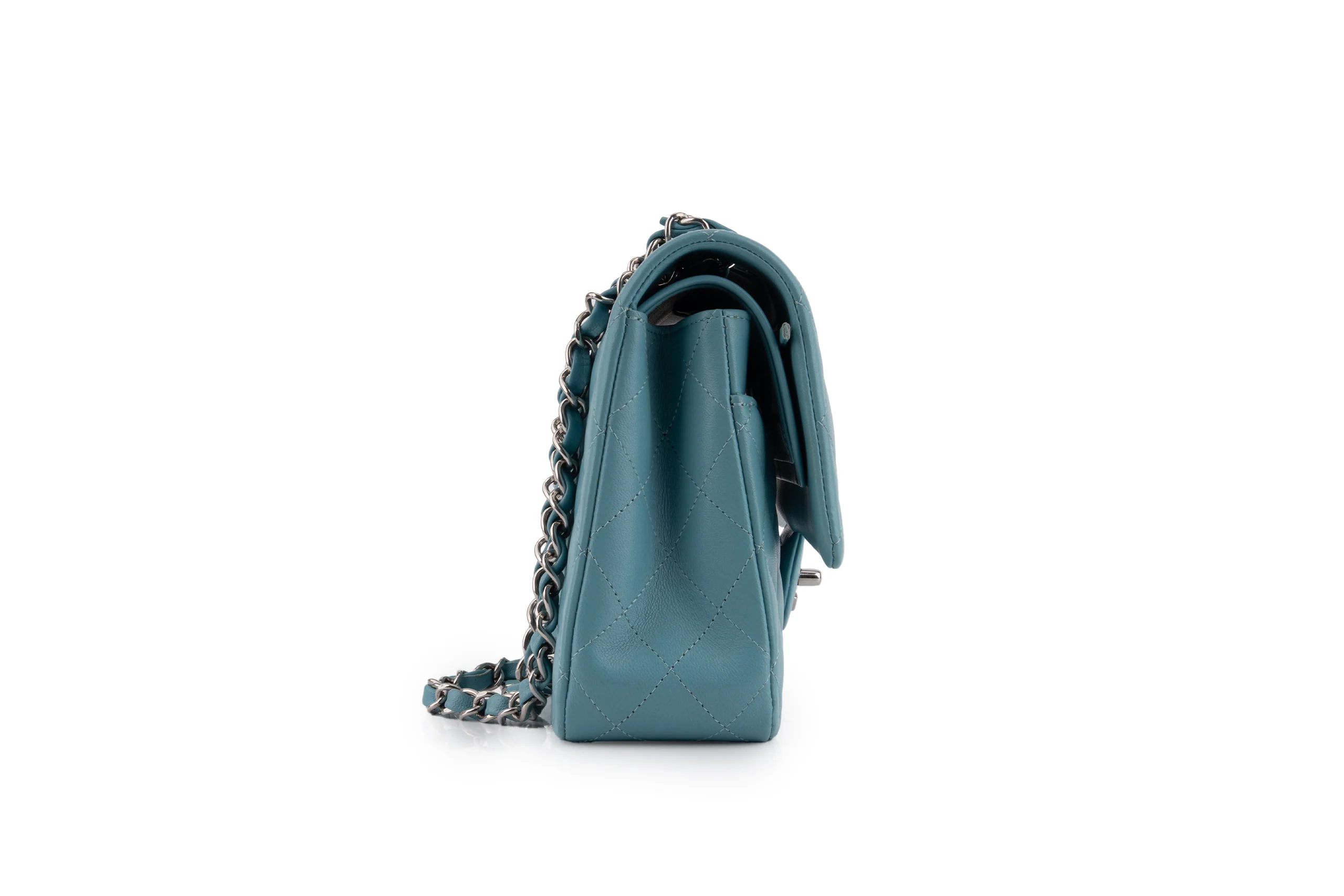 Medium Classic Flap	Lambskin	Teal/Turquoise	Gunmetal Hardware - Image 4