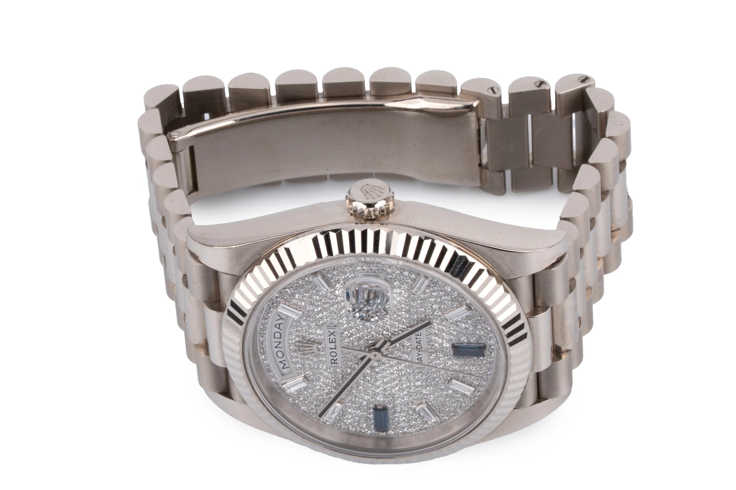 Rolex Day Date White Gold Diamond Paved Sapphire Dial 40mm - Image 5