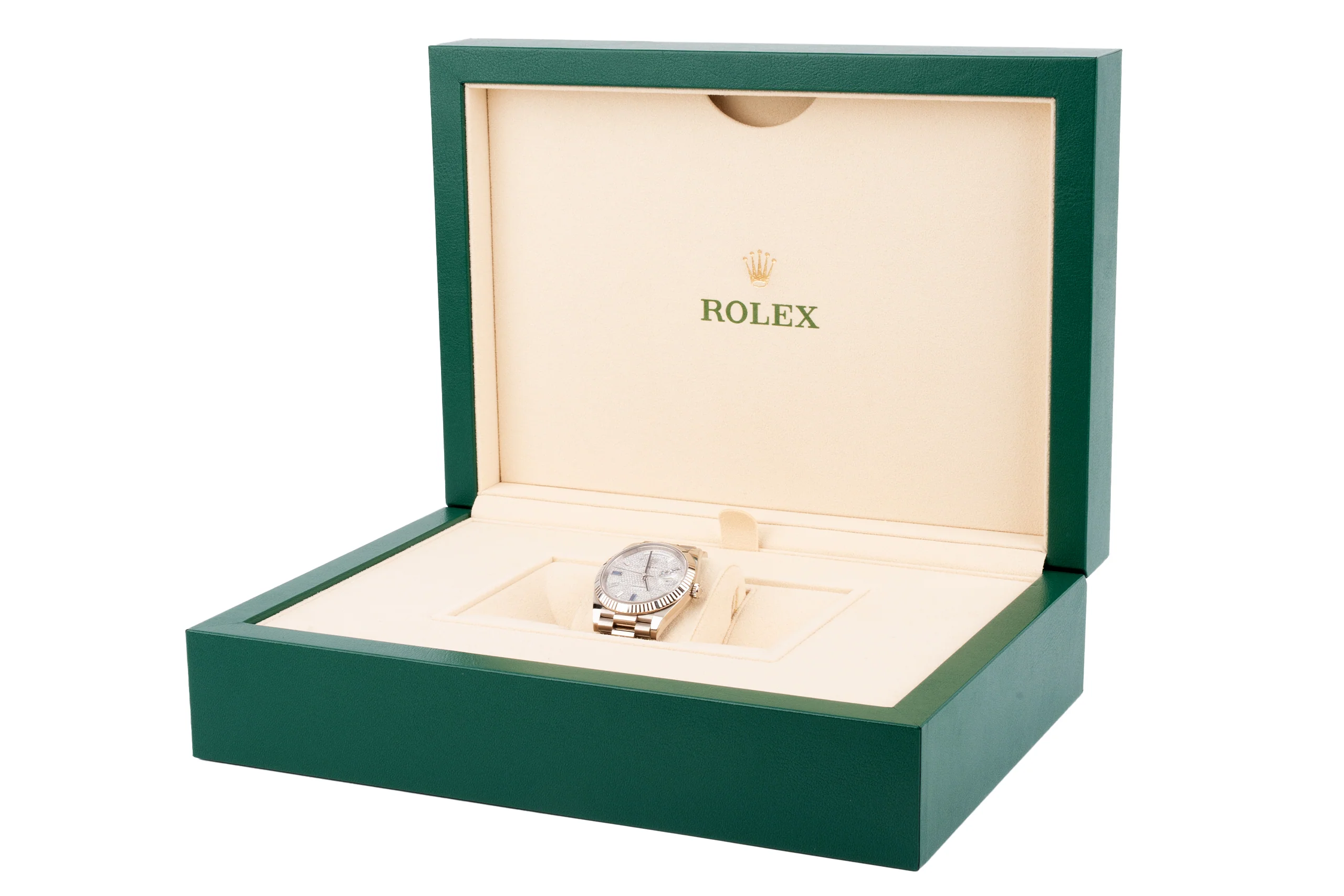 Rolex Day Date White Gold Diamond Paved Sapphire Dial 40mm - Image 7