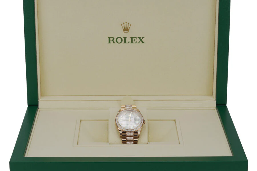 Rolex, Oyster Day-date, Everose Gold 36mm Diamonds 128345rbr 2023 - Image 7